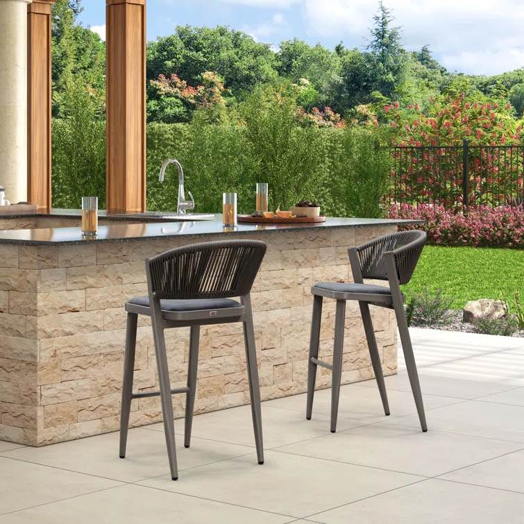 Brasia 29.72" Patio Bar Stool with Cushion