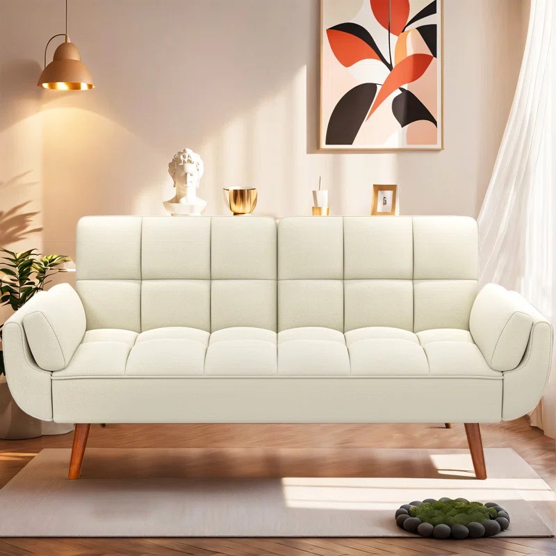 Layanie Full / Double 75.39'' Inch Futon Sofa Bed-Convertible Couch Loveseat Sleeper For Living Room, Bedroom, Studio, Apartment, Dorm, Home Office ( incomplete missing pieces ))