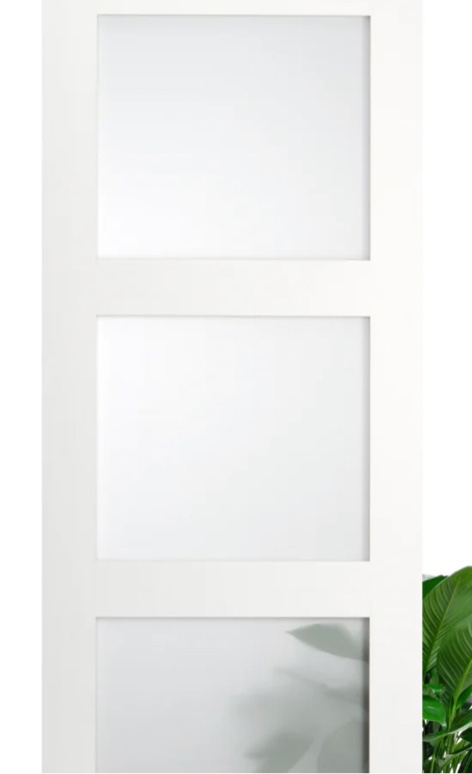 3 Frosted Glass Panel Shaker Style Interior Door (Primed ((3 pcs   only glass )) 