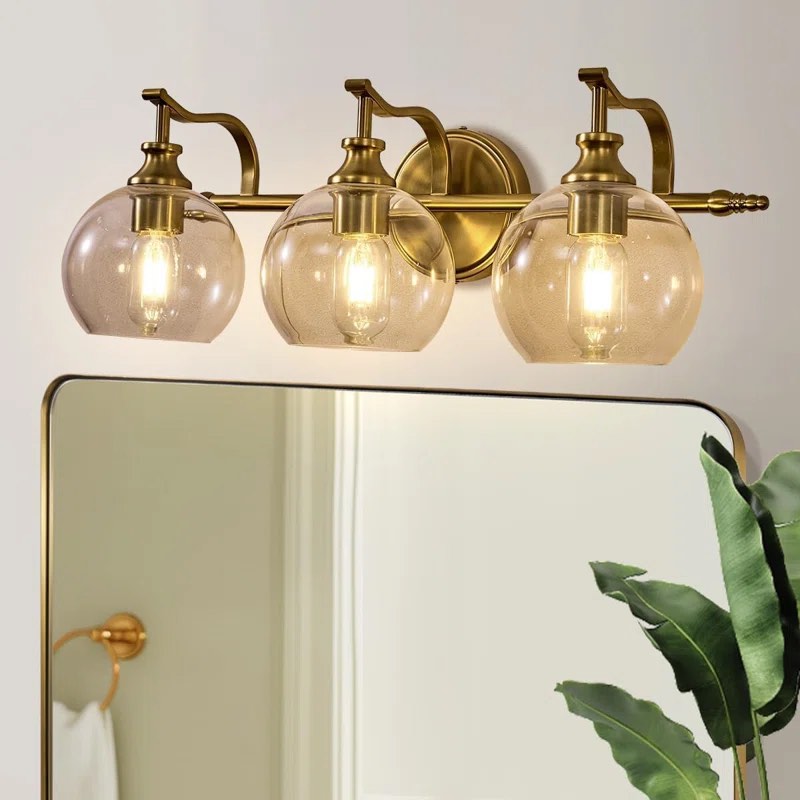 Modern Clear Globe Glass Shade Wall Sconces for Bathroom, Living Room
