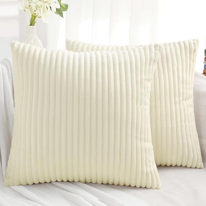 pack of 2. Simmore Decorative Throw Pillow Covers 16x16 Set of 2, Soft Plush Flannel Double-Sided Fluffy Couch Pillow Covers for Sofa Living Room Home Decor, Black