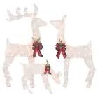 3-Piece White Fabric Reindeer Family - Lighted Deer Set - 210 Lights 52" Buck 44" Doe 28" Fawn - Large Deer Family for Indoor or Outdoor Christmas Decorations Yard Art