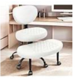 Cross Legged Office Chair with Wheels, Meditation Chair, ADHD Desk Chair for Adults, Adjustable Height Yoga Office Chair, Wide Criss Cross Chair with Lumbar Support, Kneeling Chair-White 