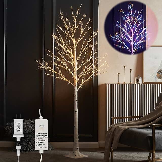 Birchlitland LED Birch Tree 6FT 330L Multiple Colors Fairy Lights, Lighted Trees for Indoor Outdoor Home Thanksgiving Christmas Holiday Decoration… 6ft Multiple Colors