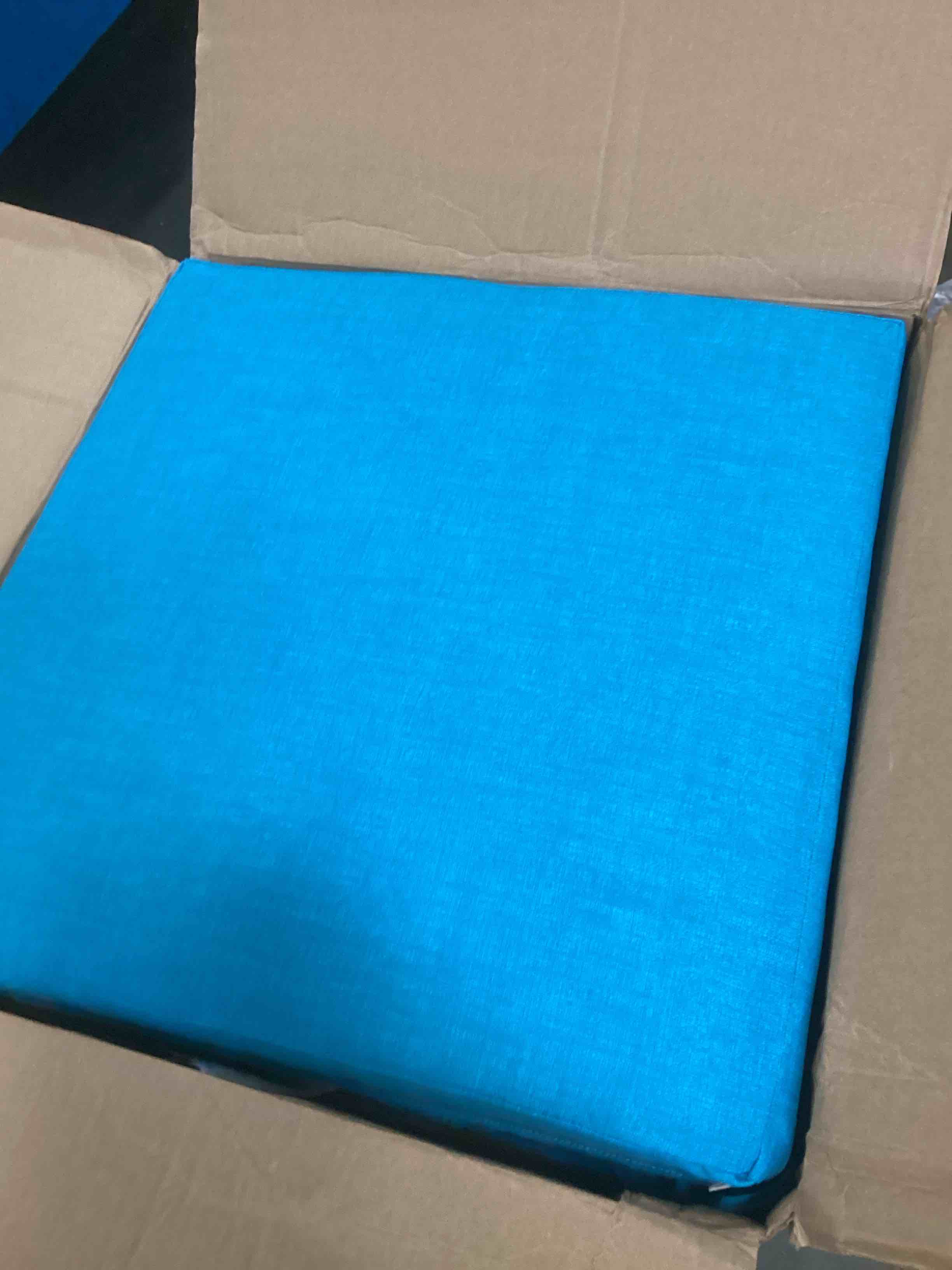 Condition photo showing Good Condition for Arden Selections Outdoor Deep Seat Set, 24 x 24, Water Repellent, Fade Resistant, Deep Seat Bottom and Back Cushion 24 x 24, Lake Blue Leala