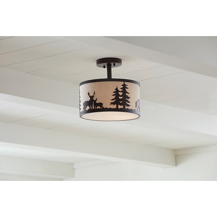 allen + roth Hendersonville 3-Light 13-in Matte Bronze Semi Flush ...