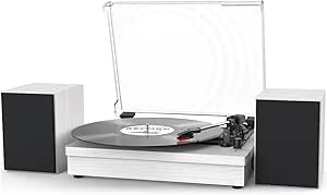 WOCKODER Record Player for Vinyl with Speakers, 3-Speed Vinyl Record Player with Dual Stereo Speakers Support Wireless Connection RCA Output Aux in USB Vintage Design Turntable, R612
