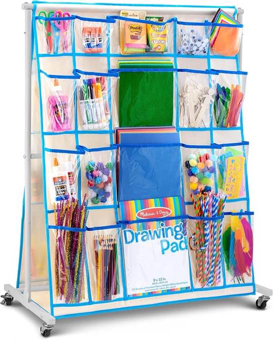 Craft Rolling Cart with Wheels - 40 Storage Pockets - Portable Organizer for Arts & Craft Supplies