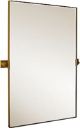 Hamilton Hills 24x36 inch Gold Metal Framed Rectangular Pivot Mirror for Wall | Beveled Frame Vanity Mirror Wall Decor | Wall-Mounted Bedroom, Bathroom Mirror with Hinges Brackets Included Gold 24" x 36"