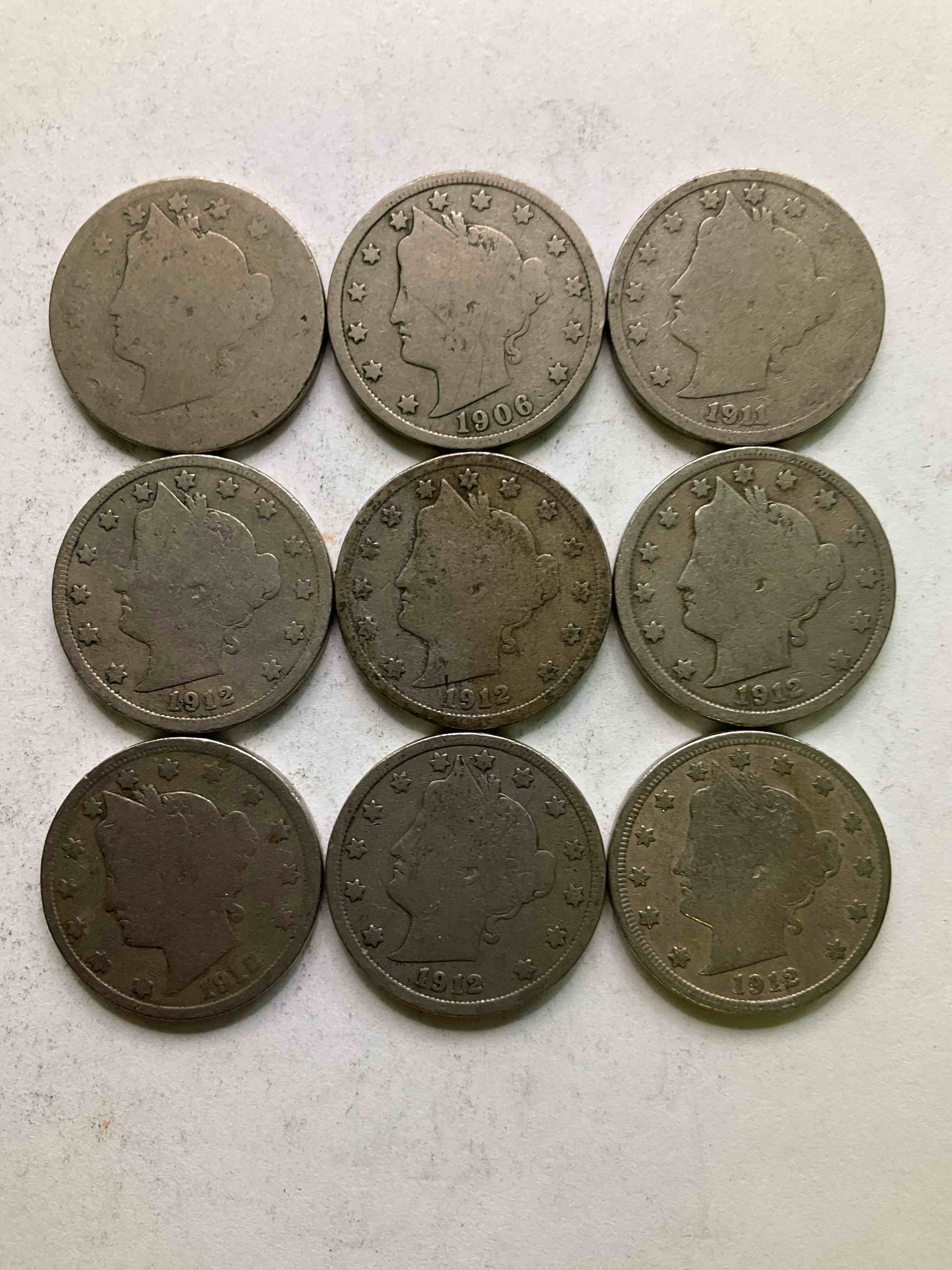Antique U.S. "V" Nickels, 1912 Year Of The Titanic! Nearly Impossible To Collect!Antique V Nickels, Includes At Least One 1912, The Year Of The Sinking Of The Titanic! Own A Piece Of History Great For Coin Collectors, Think Of The History These Coins Have Seen!, Liberty Head V Nickels Were Minted Up Until 1913 & Were The Style Of Nickels Before Buffalo Nickels. Own Some Cool Pieces Of History! Rare To See These Coins With The "Date On" In Circulated Condition!