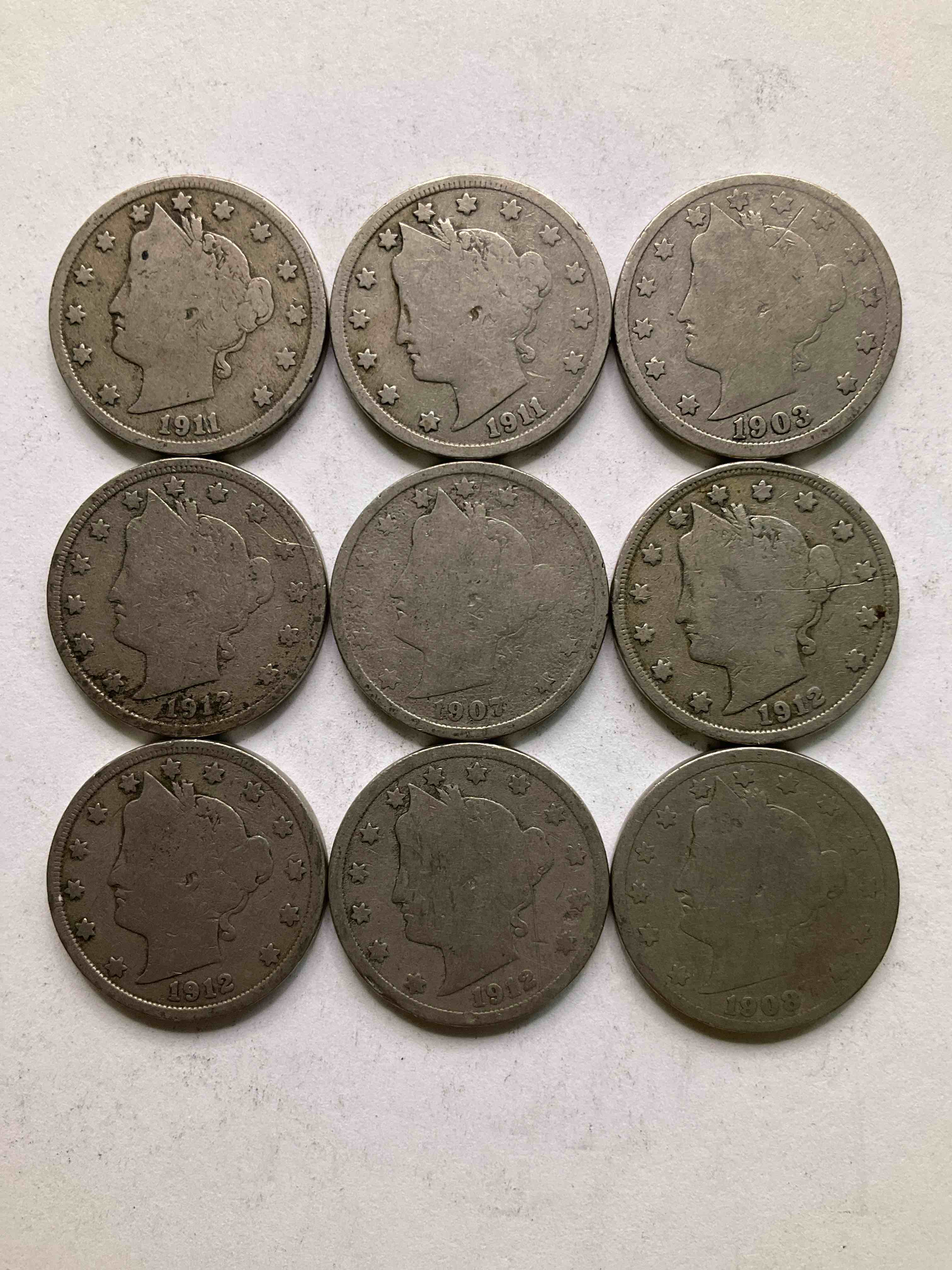 Antique U.S. "V" Nickels, 1912 Year Of The Titanic! Nearly Impossible To Collect!Antique V Nickels, Includes At Least One 1912, The Year Of The Sinking Of The Titanic! Own A Piece Of History Great For Coin Collectors, Think Of The History These Coins Have Seen!, Liberty Head V Nickels Were Minted Up Until 1913 & Were The Style Of Nickels Before Buffalo Nickels. Own Some Cool Pieces Of History! Rare To See These Coins With The "Date On" In Circulated Condition!