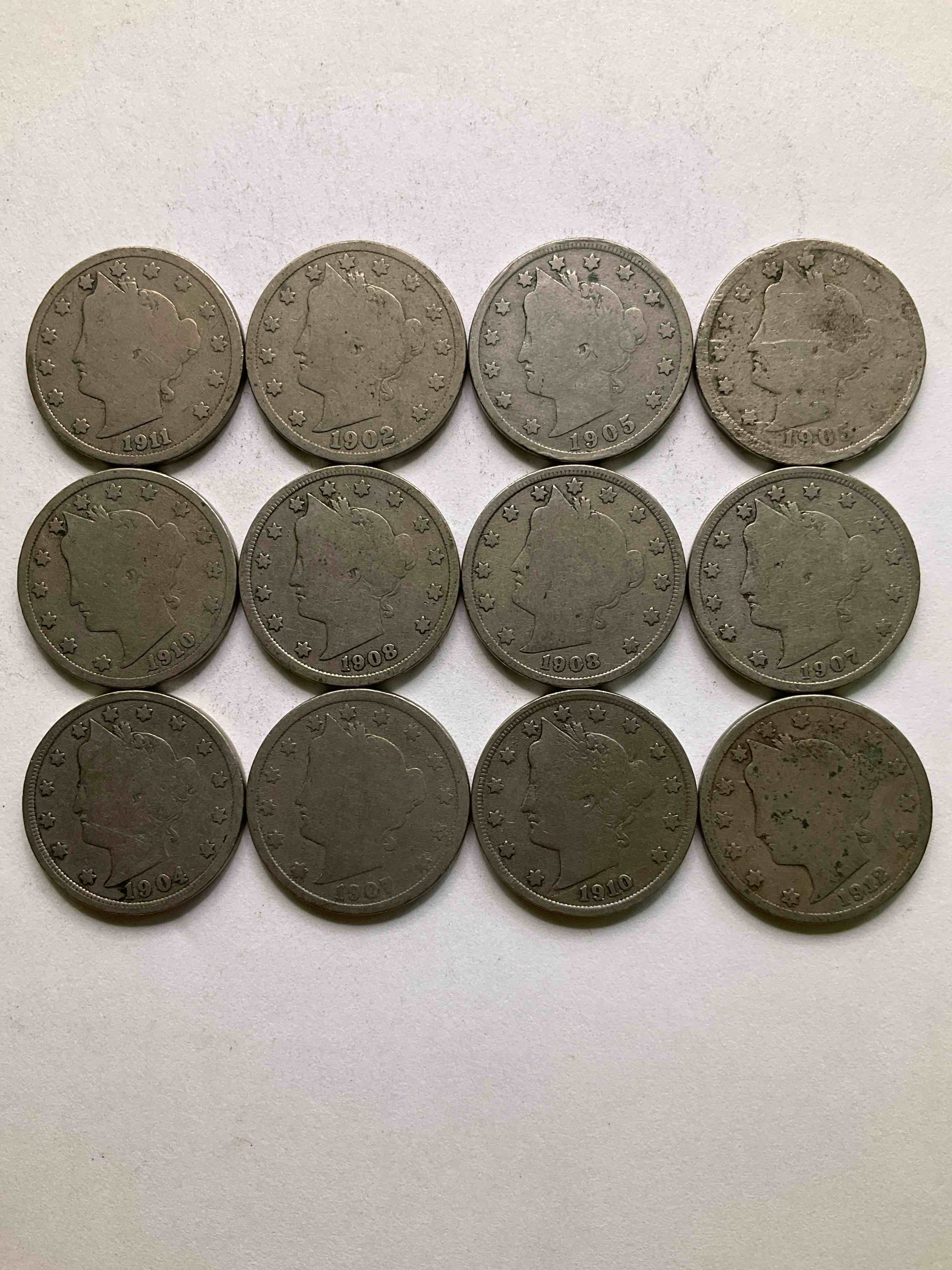 Antique U.S. "V" Nickels, 1912 Year Of The Titanic! Nearly Impossible To Collect!Antique V Nickels, Includes At Least One 1912, The Year Of The Sinking Of The Titanic! Own A Piece Of History Great For Coin Collectors, Think Of The History These Coins Have Seen!, Liberty Head V Nickels Were Minted Up Until 1913 & Were The Style Of Nickels Before Buffalo Nickels. Own Some Cool Pieces Of History! Rare To See These Coins With The "Date On" In Circulated Condition!