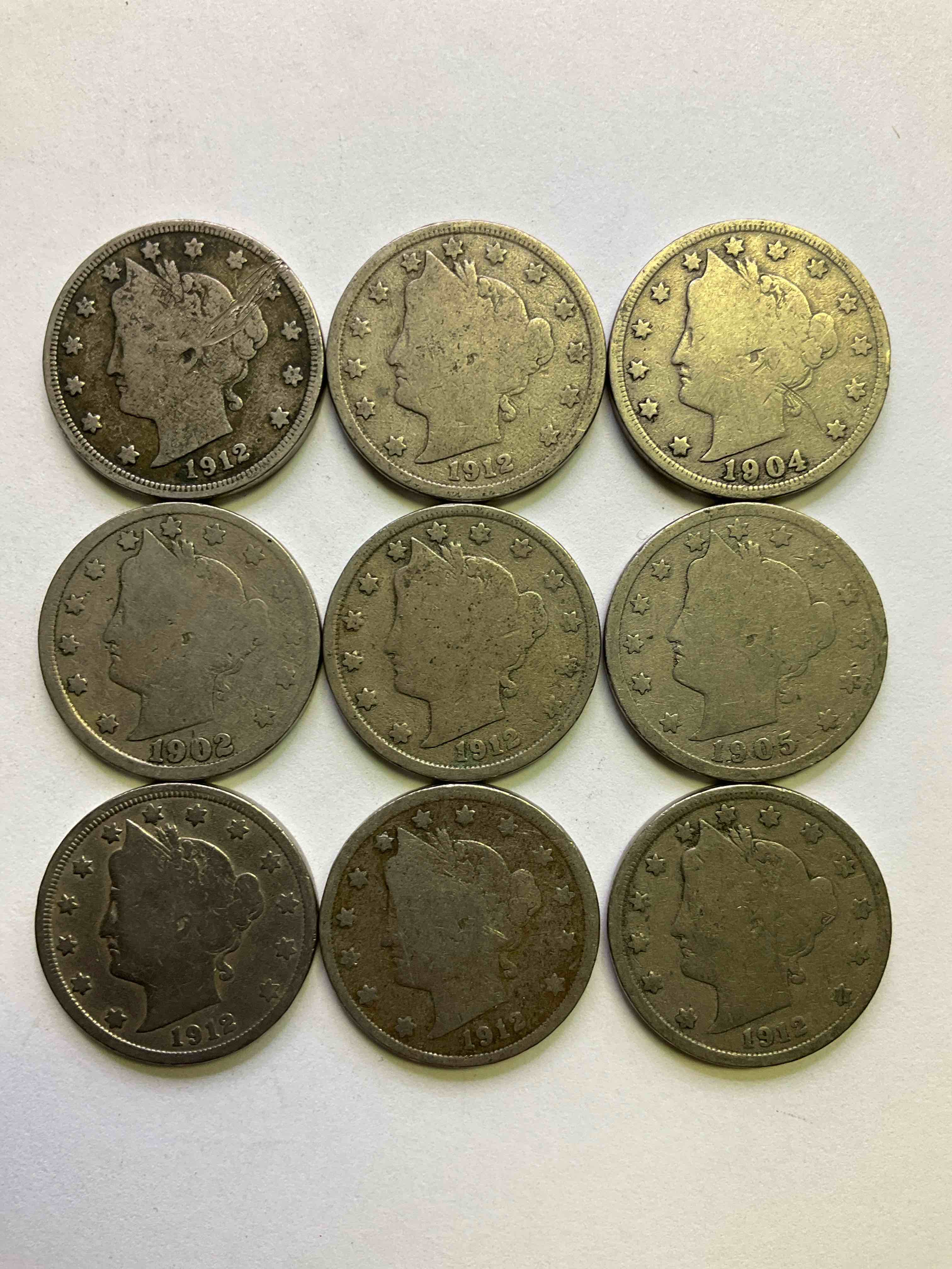 Antique U.S. "V" Nickels, 1912 Year Of The Titanic! Nearly Impossible To Collect!Antique V Nickels, Includes At Least One 1912, The Year Of The Sinking Of The Titanic! Own A Piece Of History Great For Coin Collectors, Think Of The History These Coins Have Seen!, Liberty Head V Nickels Were Minted Up Until 1913 & Were The Style Of Nickels Before Buffalo Nickels. Own Some Cool Pieces Of History! Rare To See These Coins With The "Date On" In Circulated Condition!