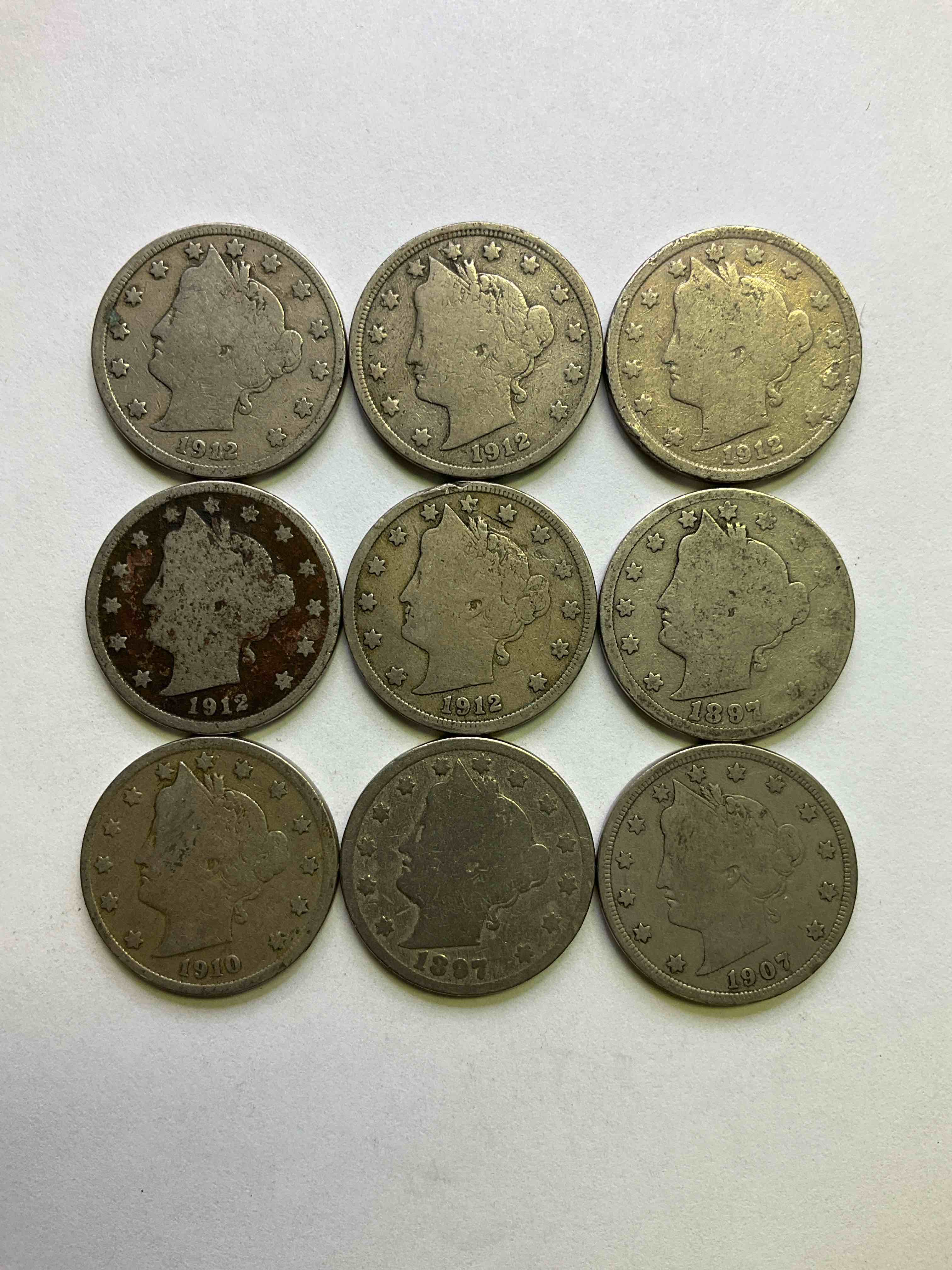 Antique U.S. "V" Nickels, 1912 Year Of The Titanic! Nearly Impossible To Collect!Antique V Nickels, Includes At Least One 1912, The Year Of The Sinking Of The Titanic! Own A Piece Of History Great For Coin Collectors, Think Of The History These Coins Have Seen!, Liberty Head V Nickels Were Minted Up Until 1913 & Were The Style Of Nickels Before Buffalo Nickels. Own Some Cool Pieces Of History! Rare To See These Coins With The "Date On" In Circulated Condition!