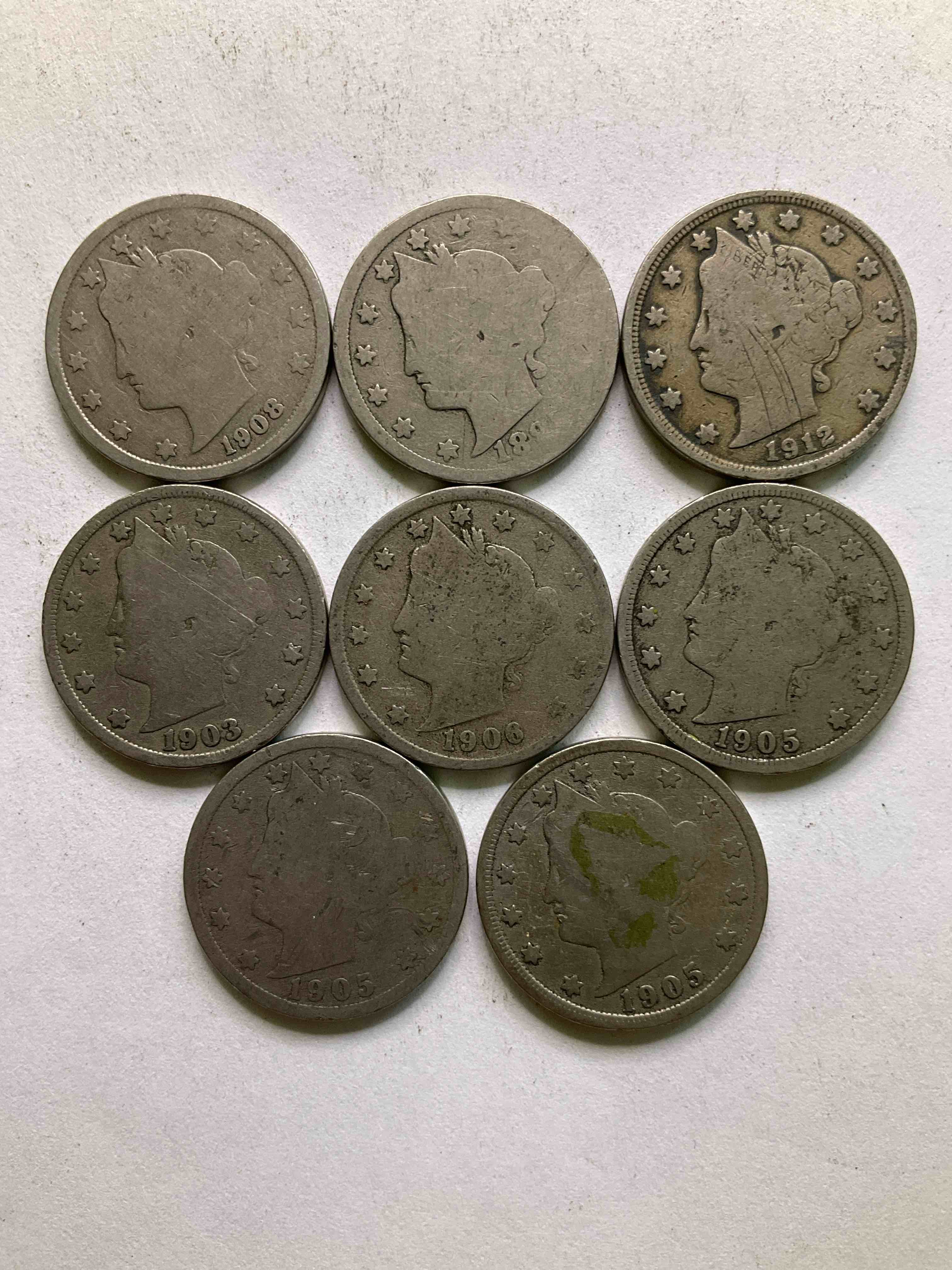 Antique U.S. "V" Nickels, 1912 Year Of The Titanic! Nearly Impossible To Collect!Antique V Nickels, Includes At Least One 1912, The Year Of The Sinking Of The Titanic! Own A Piece Of History Great For Coin Collectors, Think Of The History These Coins Have Seen!, Liberty Head V Nickels Were Minted Up Until 1913 & Were The Style Of Nickels Before Buffalo Nickels. Own Some Cool Pieces Of History! Rare To See These Coins With The "Date On" In Circulated Condition!