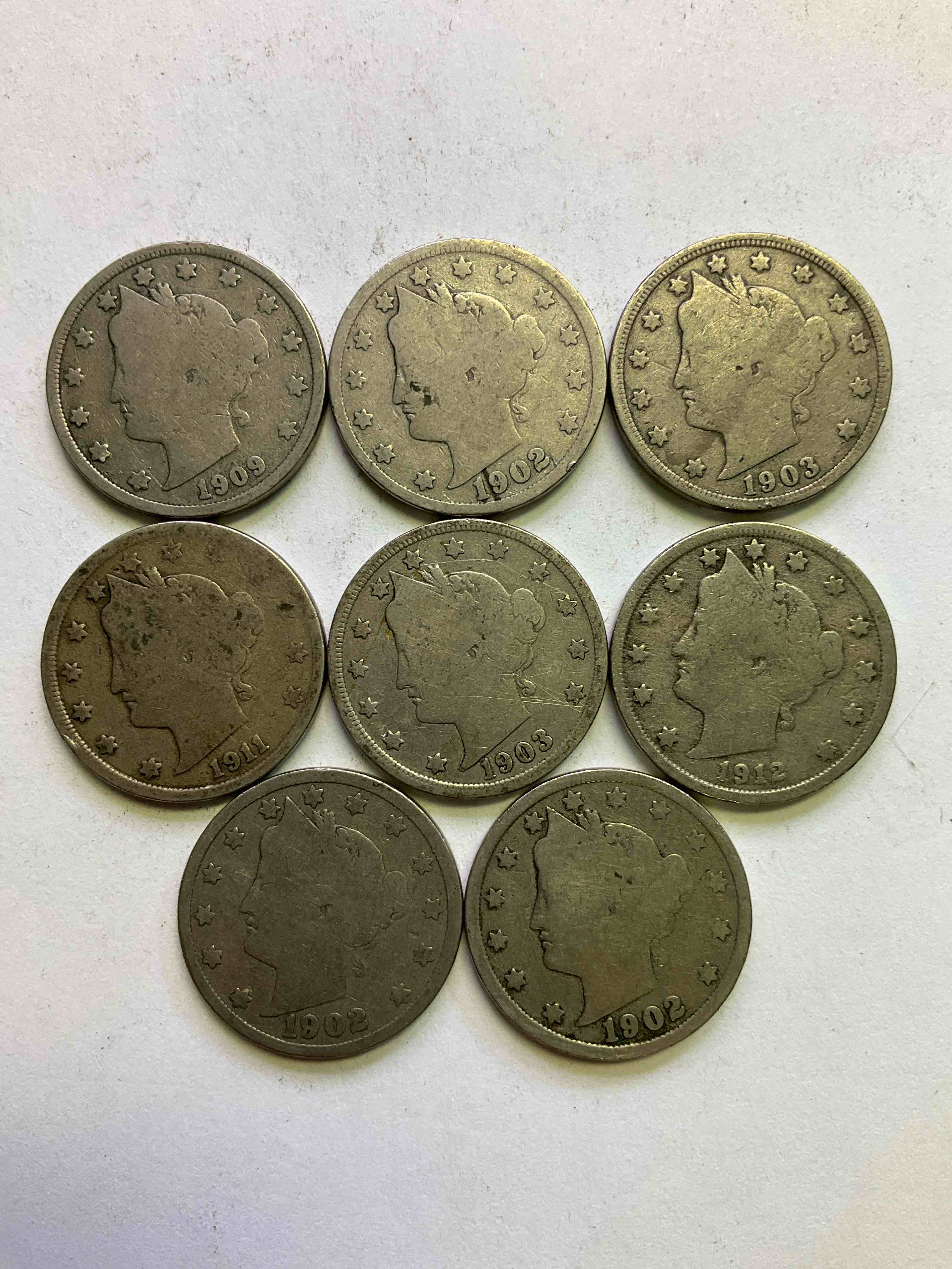 Antique U.S. "V" Nickels, 1912 Year Of The Titanic! Nearly Impossible To Collect!Antique V Nickels, Includes At Least One 1912, The Year Of The Sinking Of The Titanic! Own A Piece Of History Great For Coin Collectors, Think Of The History These Coins Have Seen!, Liberty Head V Nickels Were Minted Up Until 1913 & Were The Style Of Nickels Before Buffalo Nickels. Own Some Cool Pieces Of History! Rare To See These Coins With The "Date On" In Circulated Condition!