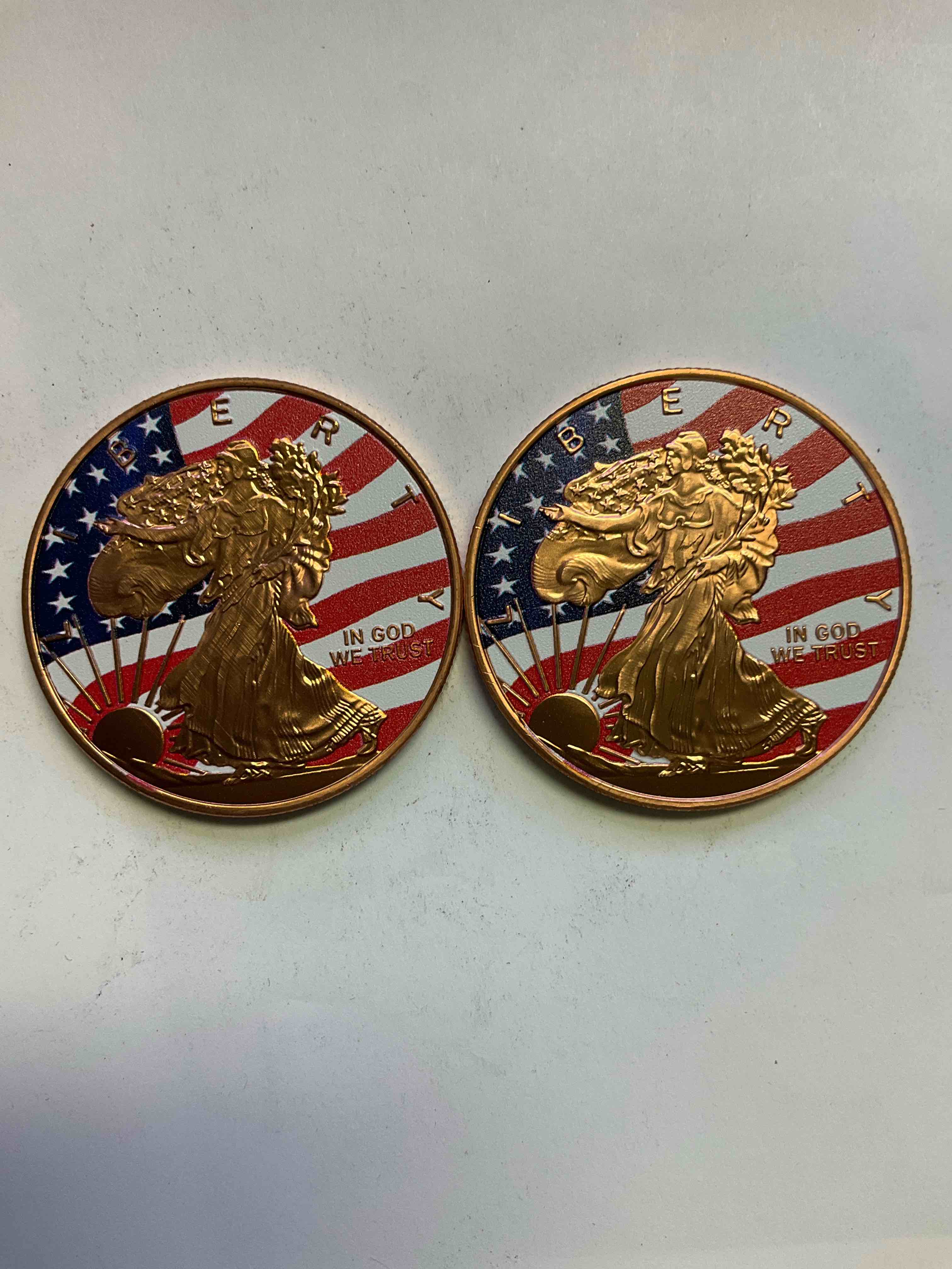 Pure Copper With Color! Large Coin! One Ounce Pure Copper Commemorative Coin, Brand New In Excellent Condition. 1.5" Diameter. Pure Copper! USA Liberty & Eagle Edition.
