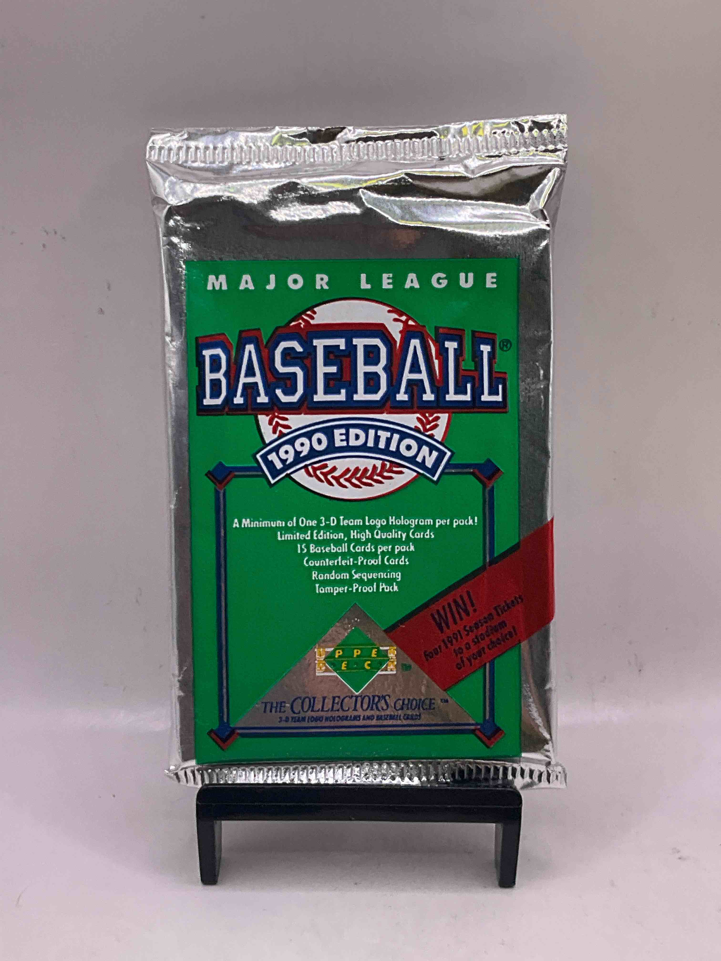 1990 Upper Deck Baseball Unopened Sports Trading Card Packs! Direct From Original Box! Look For Possible Collector’s 3D Team Logo Card! As Well As Early Ken Griffey Jr. Cards!