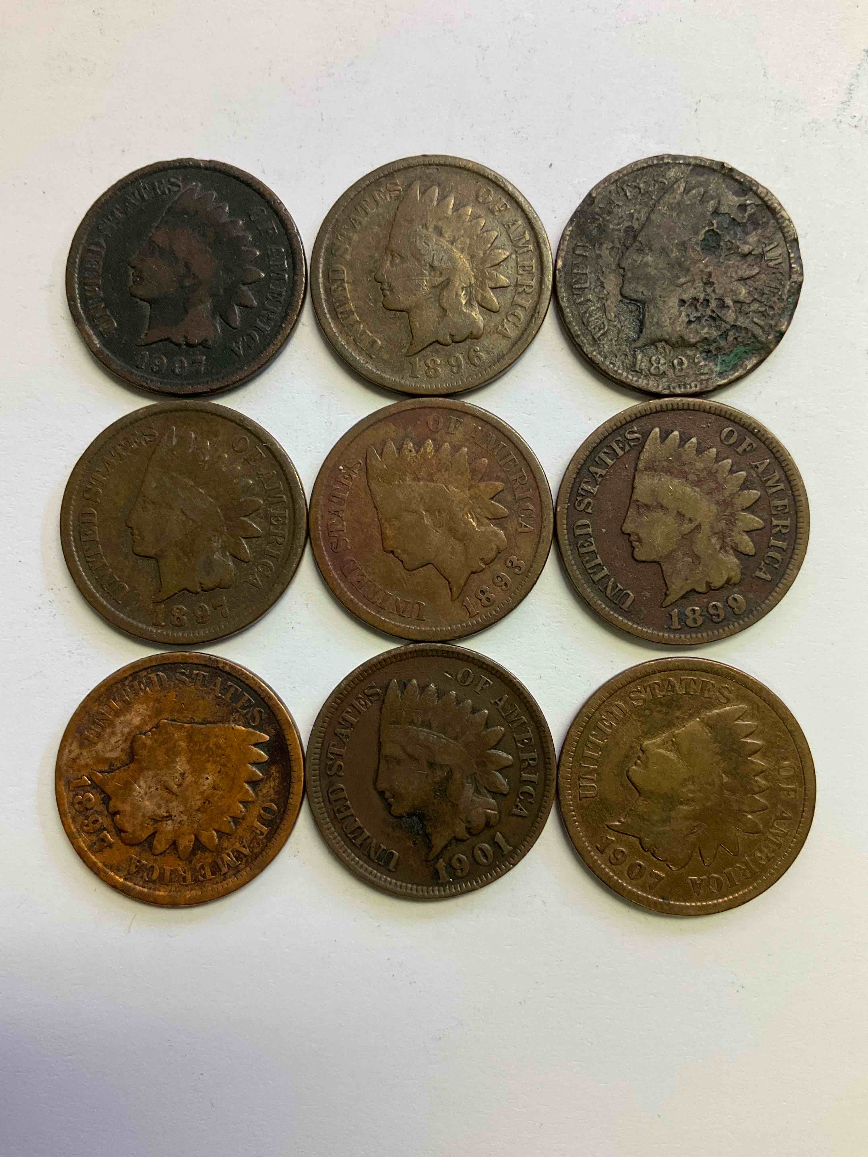 Indian Head Pennies! These Gorgeous U.S. Pennies Were Minted From 1859-1909 & Have Become Serious Collector Items! The "Indian Head" Design Is Actually A Representation Of Lady Liberty Wearing An Indian Headdress. Here Are Beautiful, Well-Kept Examples Representing Many Different Mint Years! Great For Collecting, Investing & Learning History, & Rare With Visible Dates!