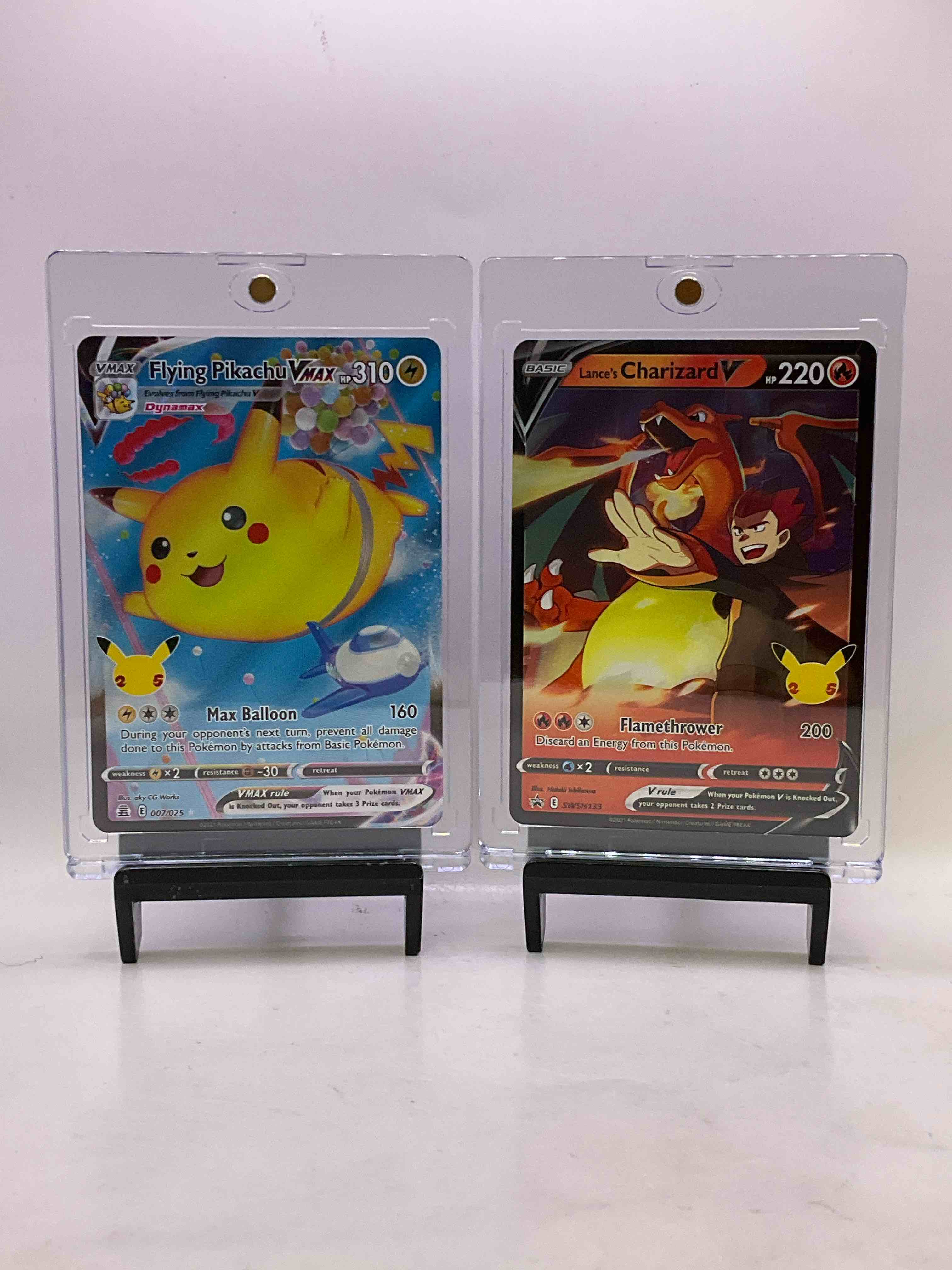 Flying Pikachu & Lances Charizard! Wow Rare Pokemon Combo! Pikachu Max Balloon Flying & Charizard V Combo! Along With Other Pokemon Including Holos!