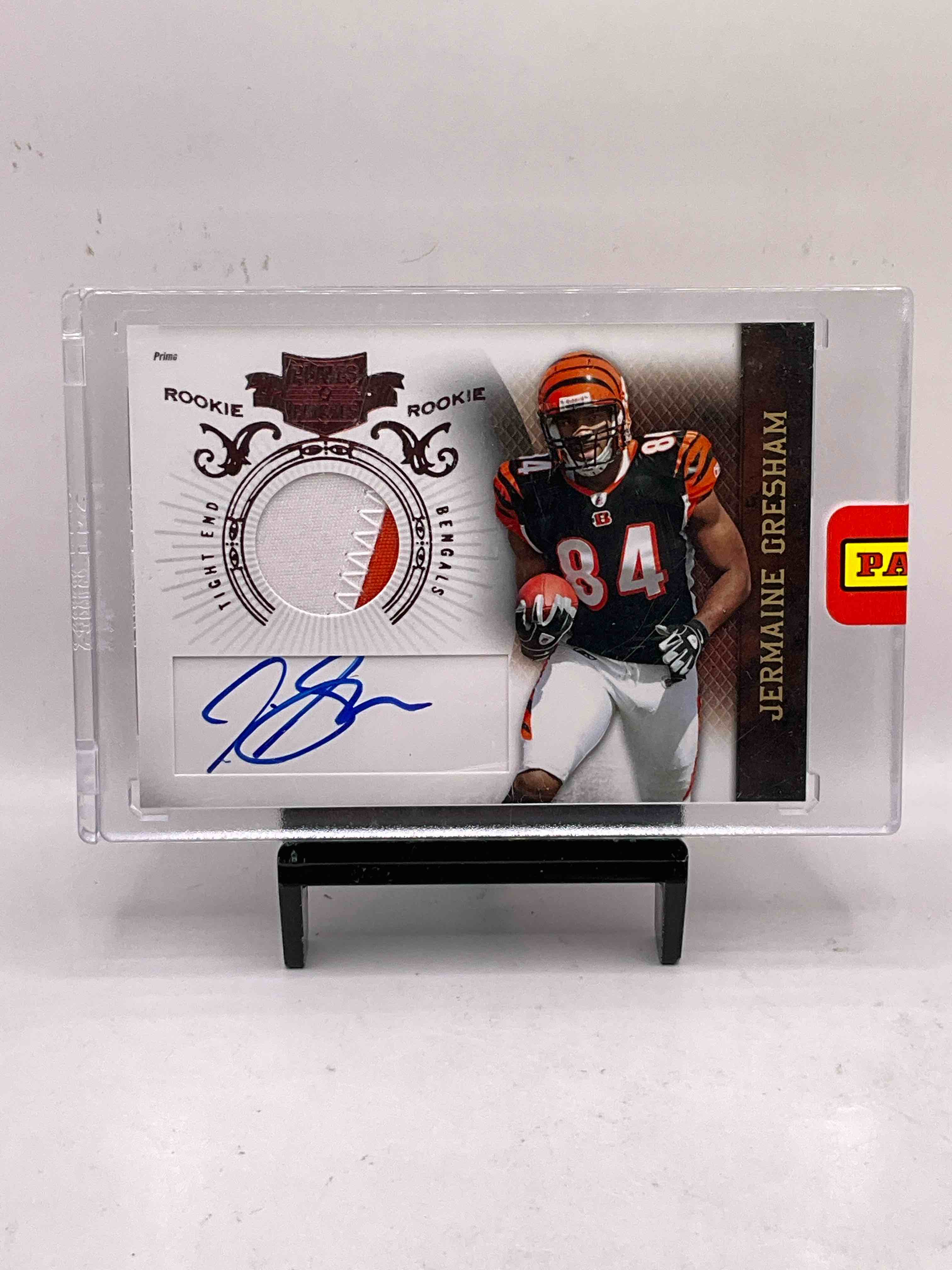 Bengals! Jermaine Gresham Plates & Patches Jersey Card Cut On May 22, 2010 & Was Personally Worn By Gresham, How Cool! Jo3 Burrow Score Rookies & More! Insane Bengals Lot! 