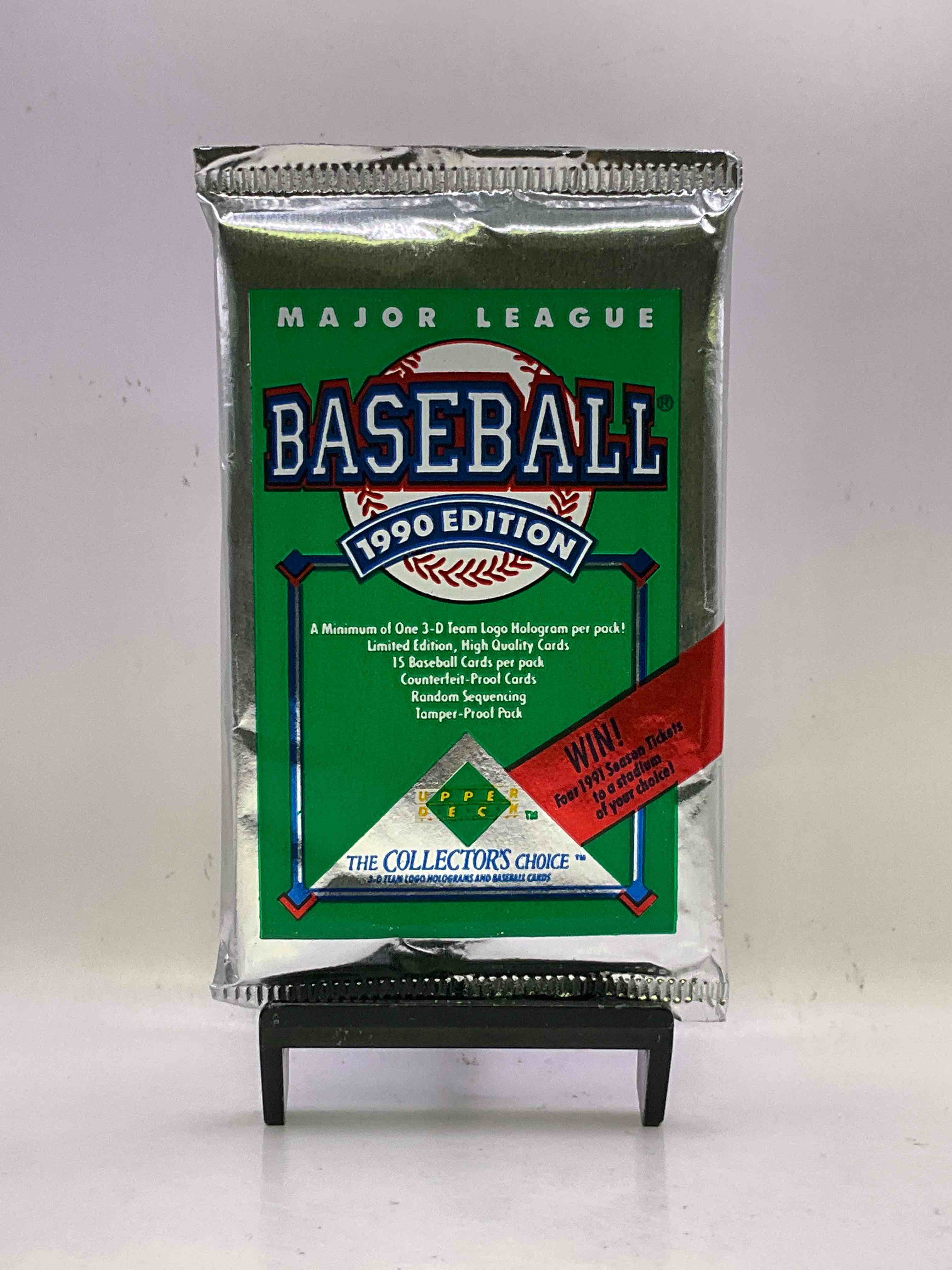 1990 Upper Deck Baseball Unopened Sports Trading Card Packs! Direct From Original Box! Look For Possible Collector’s 3D Team Logo Card! As Well As Early Ken Griffey Jr. Cards!