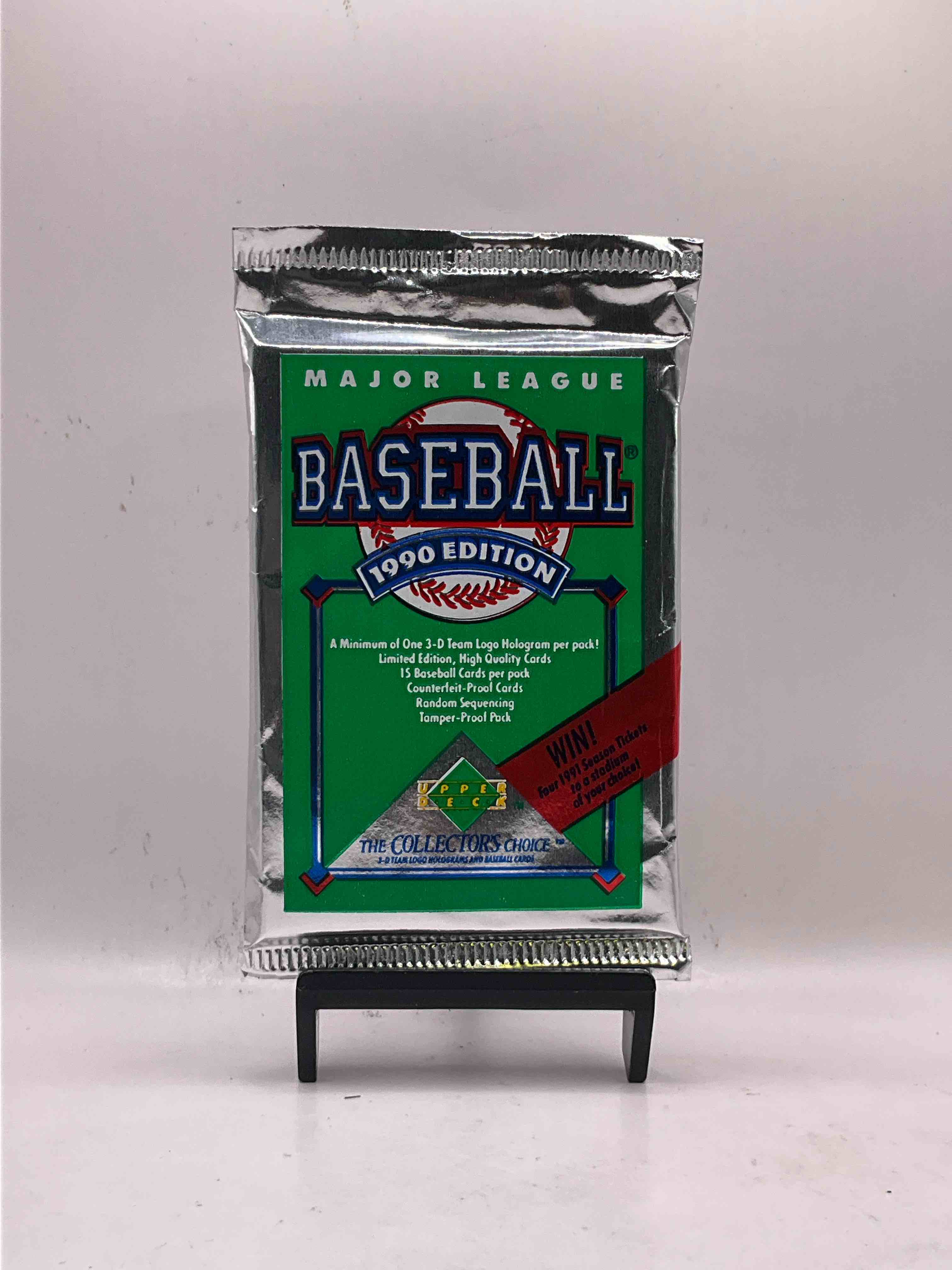 1990 Upper Deck Baseball Unopened Sports Trading Card Packs! Direct From Original Box! Look For Possible Collector’s 3D Team Logo Card! As Well As Early Ken Griffey Jr. Cards!