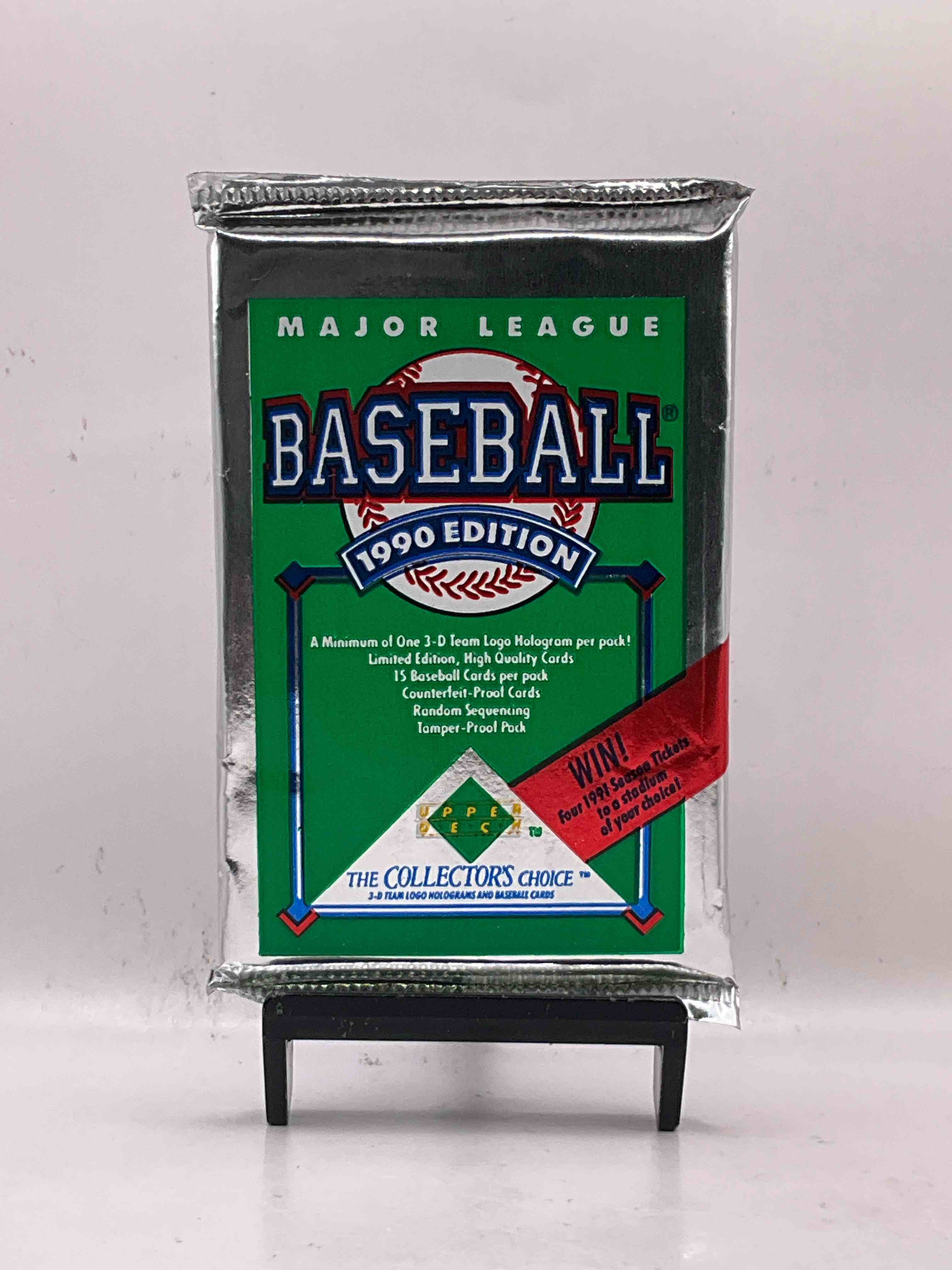1990 Upper Deck Baseball Unopened Sports Trading Card Packs! Direct From Original Box! Look For Possible Collector’s 3D Team Logo Card! As Well As Early Ken Griffey Jr. Cards!