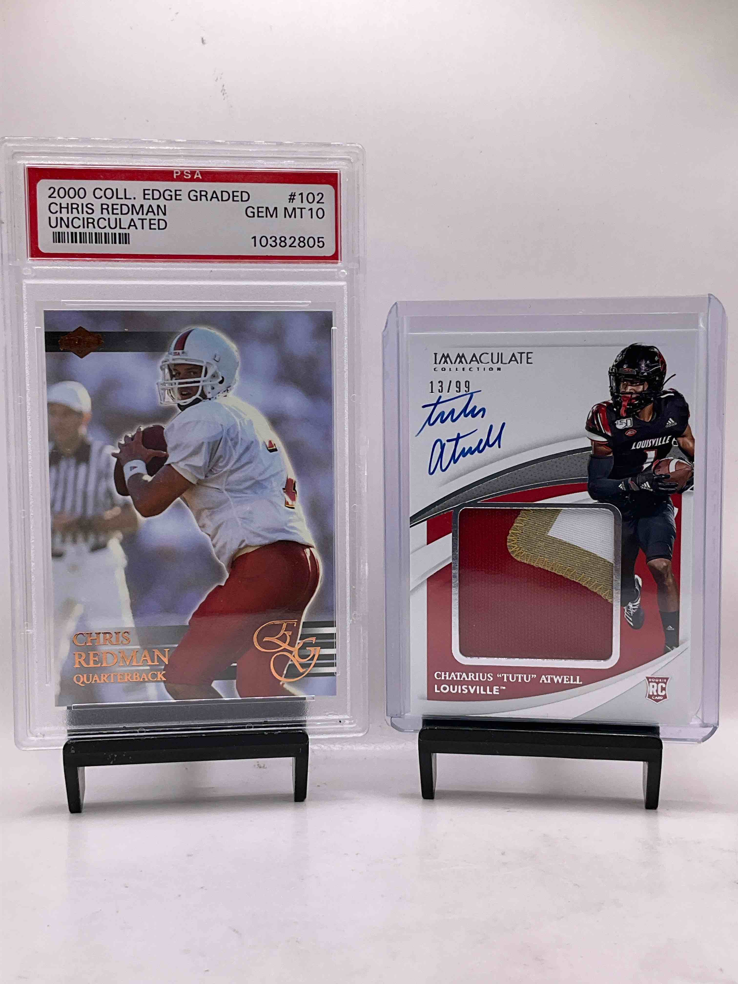 Louisville Legends! Tutu Atwell Immaculate On Card Signature With Player Worn Jersey Swatch Numbered /99 Louisville Cardinals Colors & Jersey! What!? Chris Redman Edge Rookie PSA Perfect Condition 10/10 As Well As Lots Of Donovan Mitchell Cards, Prizm, Donruss & More! Insane Louisville Cardinals Lot! 