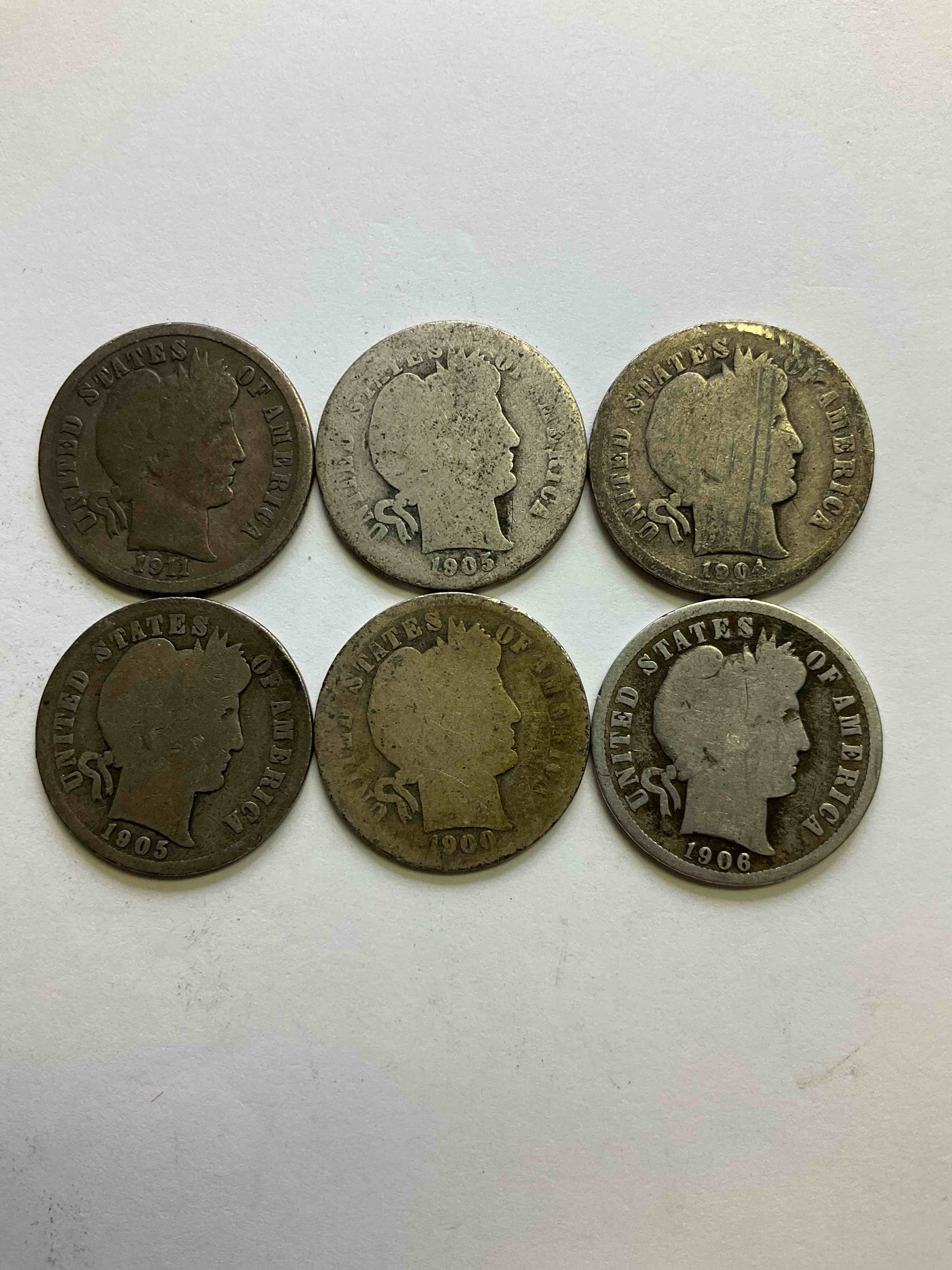 Antique Silver Barber Dimes! Barber Dimes Were Minted From 1892 to 1916 & Are Serious, Fine Silver Collector Items! They Replaced Seated Liberty Dimes. Barber Dimes Are 90% Fine U.S. Silver & Are Getting Seriously Hard To Come By! Awesome To Add To Any Collection. Invest In U.S. Silver!