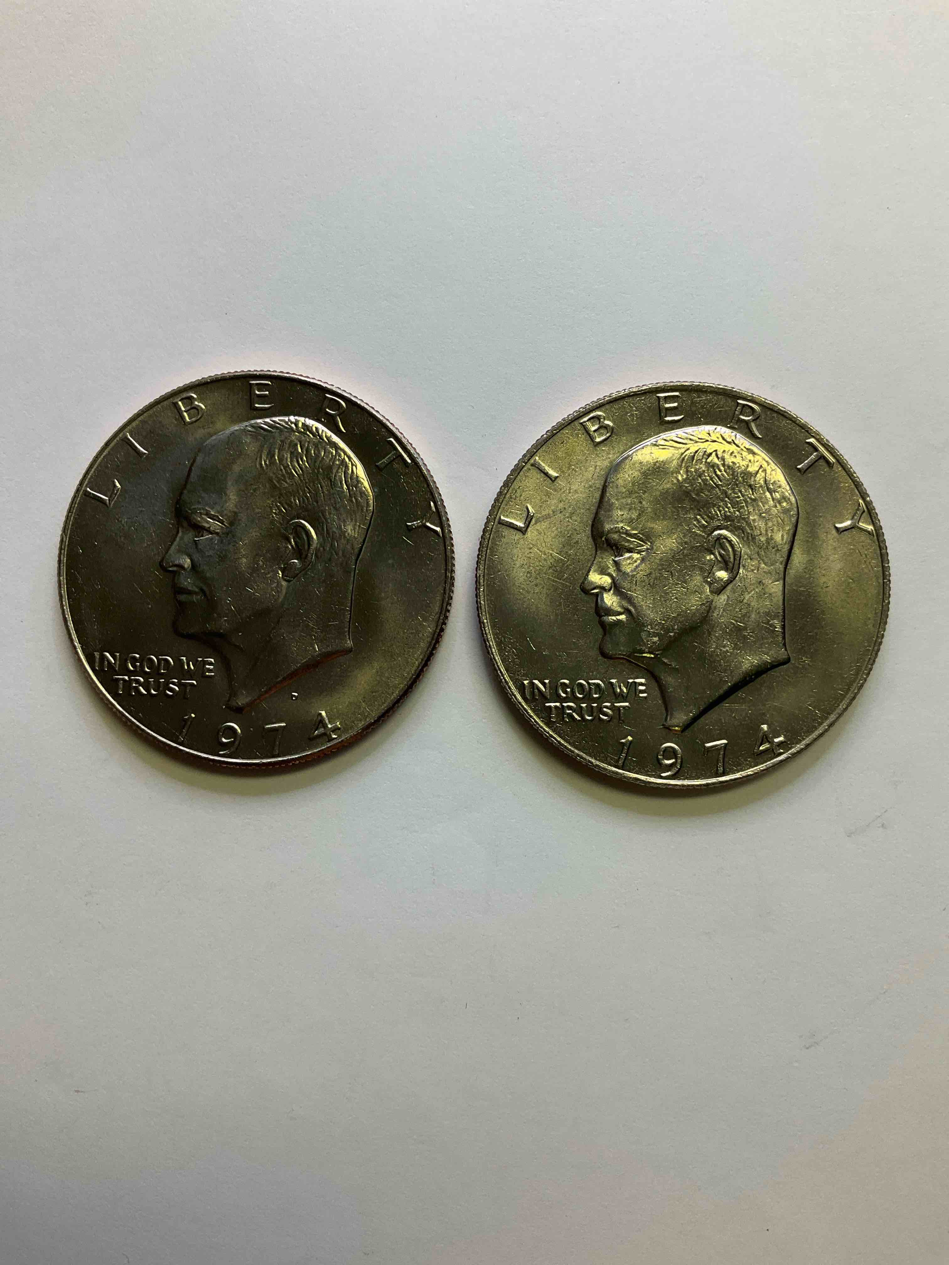 Brilliant Uncirculated Eisenhower Dollar Coins! These Striking, Large U.S. Coins Were Minted From 1971-1978. Here Are Gorgeous Examples Of “Ike" Dollars From 1974! These Coins Have Become Immensely Popular With Collectors & Some Have Great Toning!