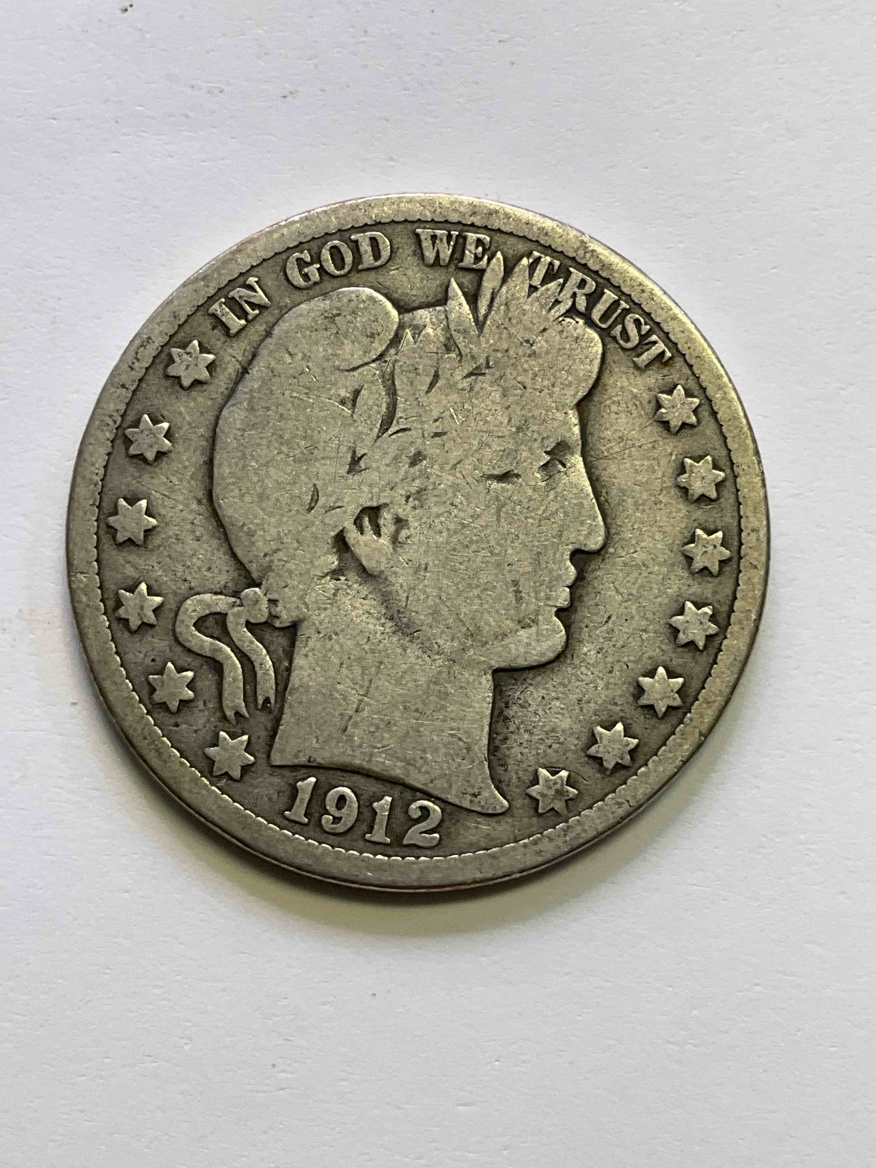 Rare 1912 Titanic Fine Silver! Barber Half Dollar, 90% Silver! 1912 Year Of The Titanic! Nearly Impossible To Collect! The Year Of The Sinking Of The Titanic! Own A Piece Of History Great For Coin Collectors, Think Of The History These Coins Have Seen! Rare 90% Silver Barber Half Dollar!