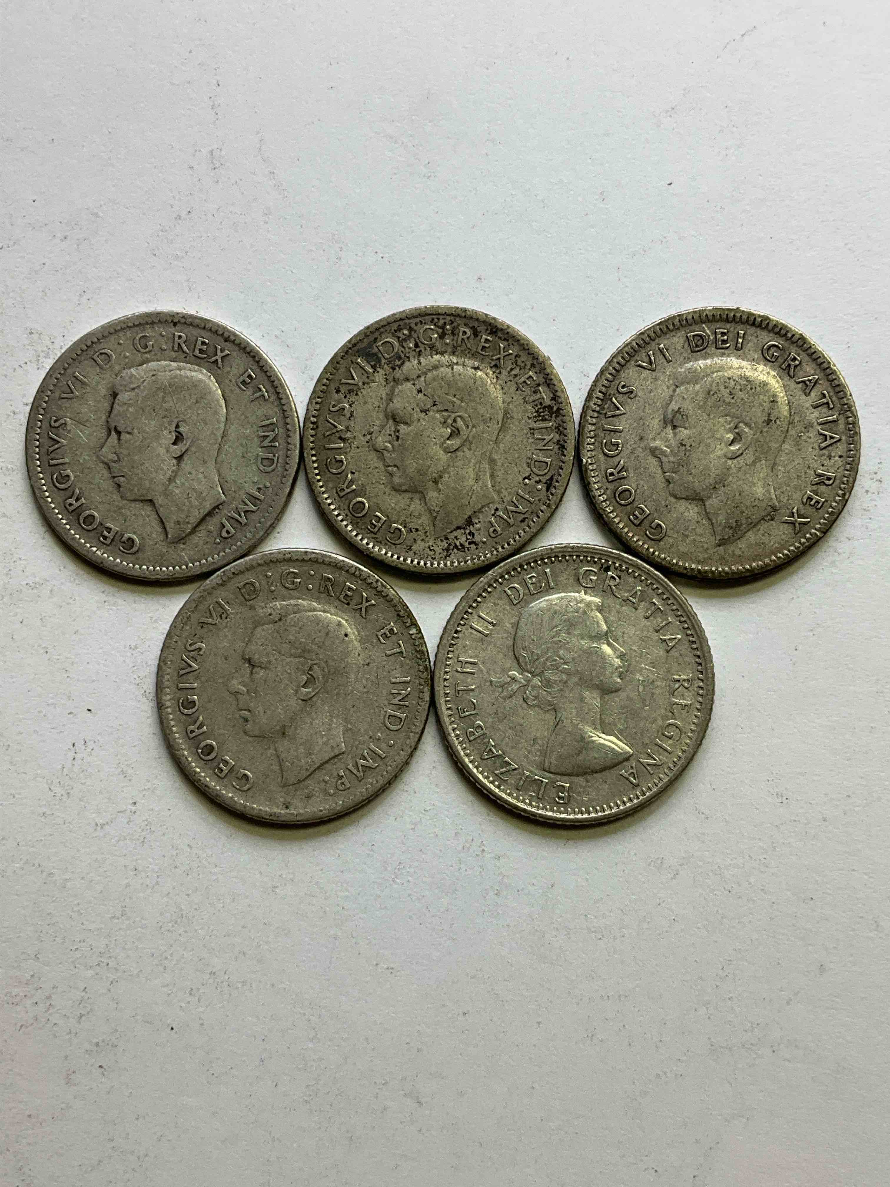 Rare Canadian Silver! Silver Dimes! Canadian Dimes Were Silver From 1920-1967! These Rare Dimes From Varying Years Are Perfect For Any Collection!