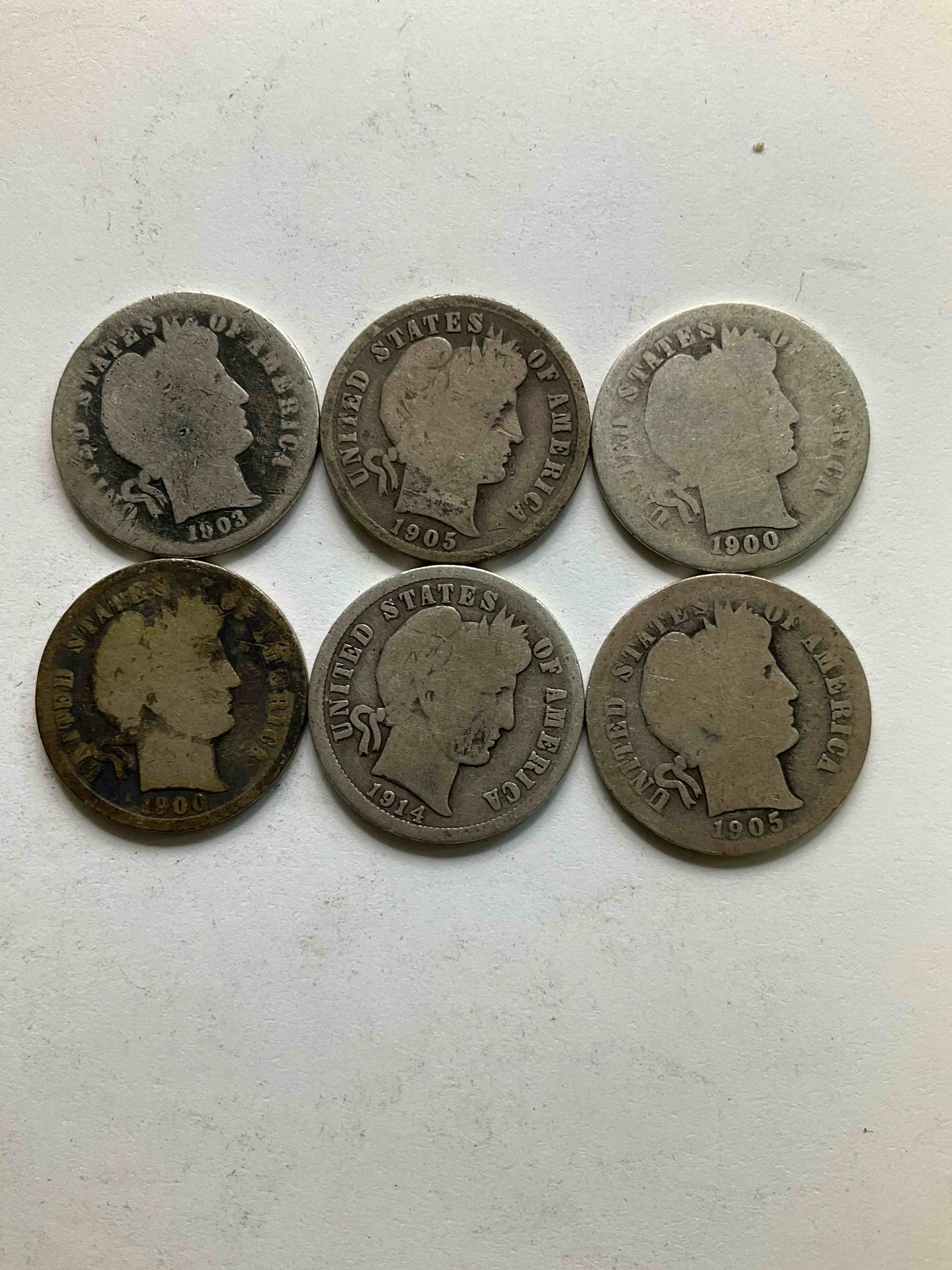 Antique Silver Barber Dimes! Barber Dimes Were Minted From 1892 to 1916 & Are Serious, Fine Silver Collector Items! They Replaced Seated Liberty Dimes. Barber Dimes Are 90% Fine U.S. Silver & Are Getting Seriously Hard To Come By! Awesome To Add To Any Collection. Invest In U.S. Silver!