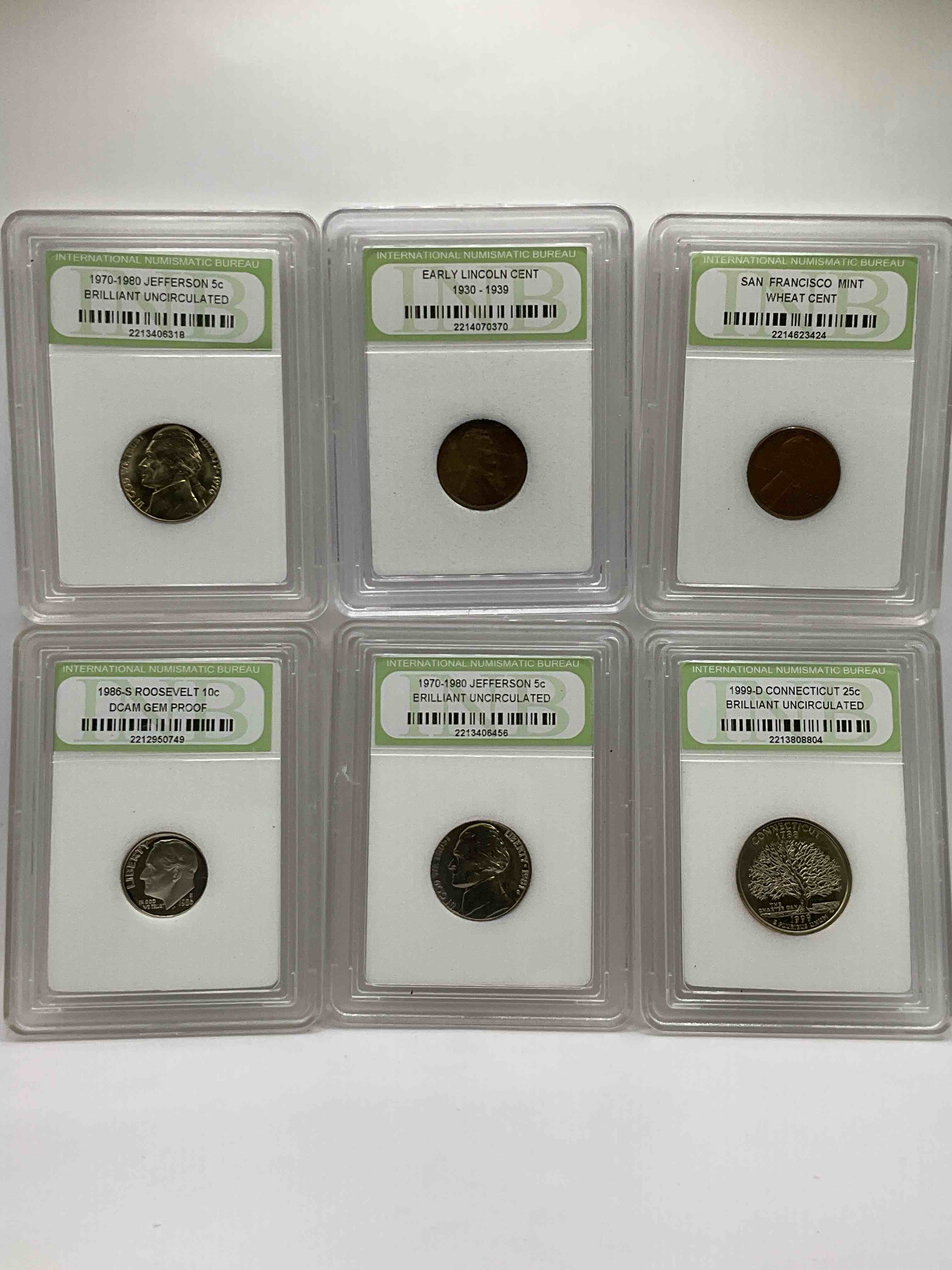 Collector's Dream! Six Different Rare, Slabbed U.S. Collector Coins In Certified/Catalogued Protective Slab Cases! A Great Way to Build An Incredible Collection Of Protected, Rare U.S. Coins! Great For The Coin Fan & Collector!