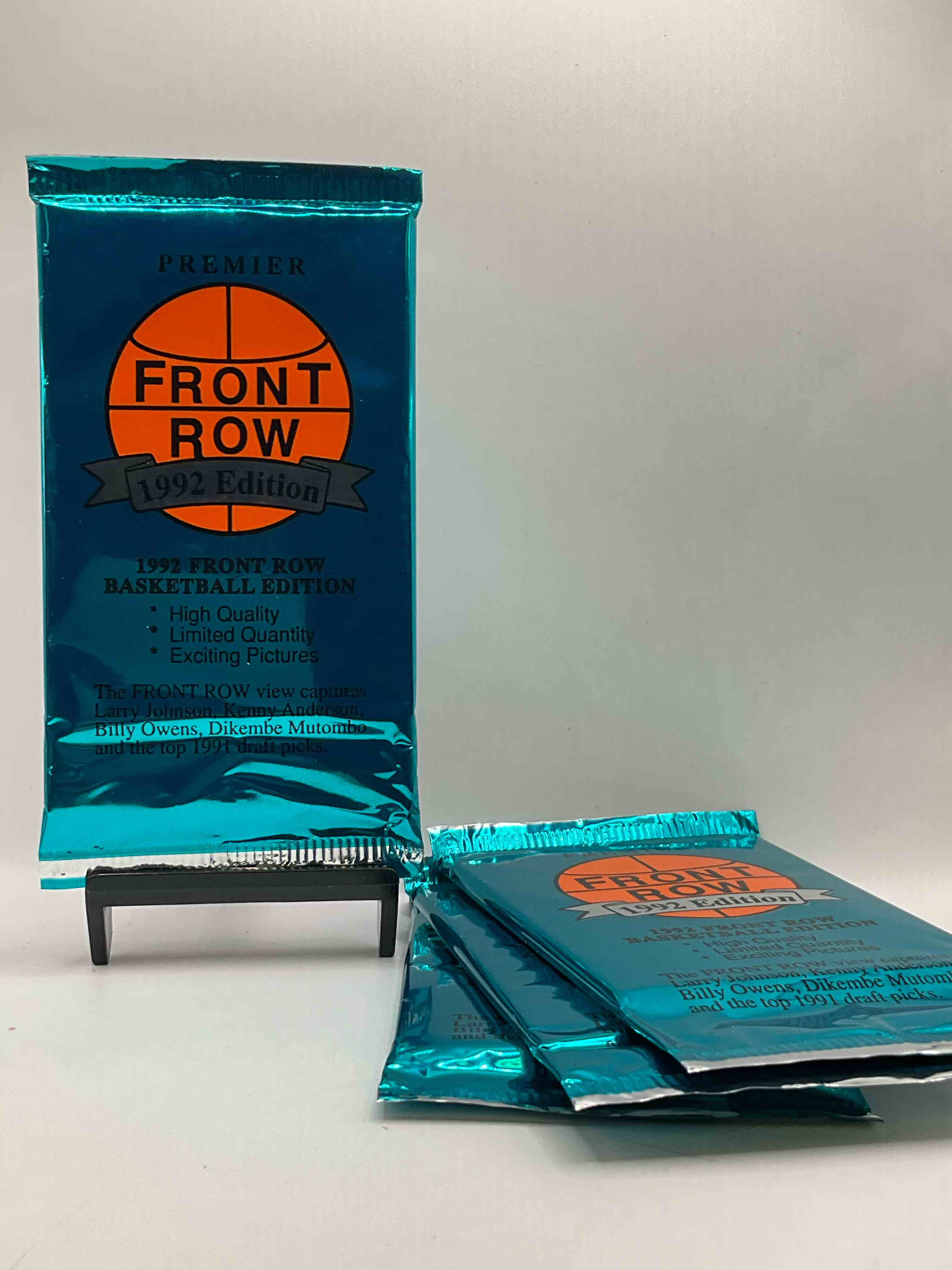 1992 retro rarity! here's something you've probably never seen! 1992 front row college basketball / nba unopened sealed packs! premiere / glossy edition, direct from sealed original retail case! front row was the "original" college jersey card packs back in the day & has long been defunct. these cards are becoming serious collector items due to their scarcity. these things are serious throwback!own some great sports card history & something you'll rarely see again!