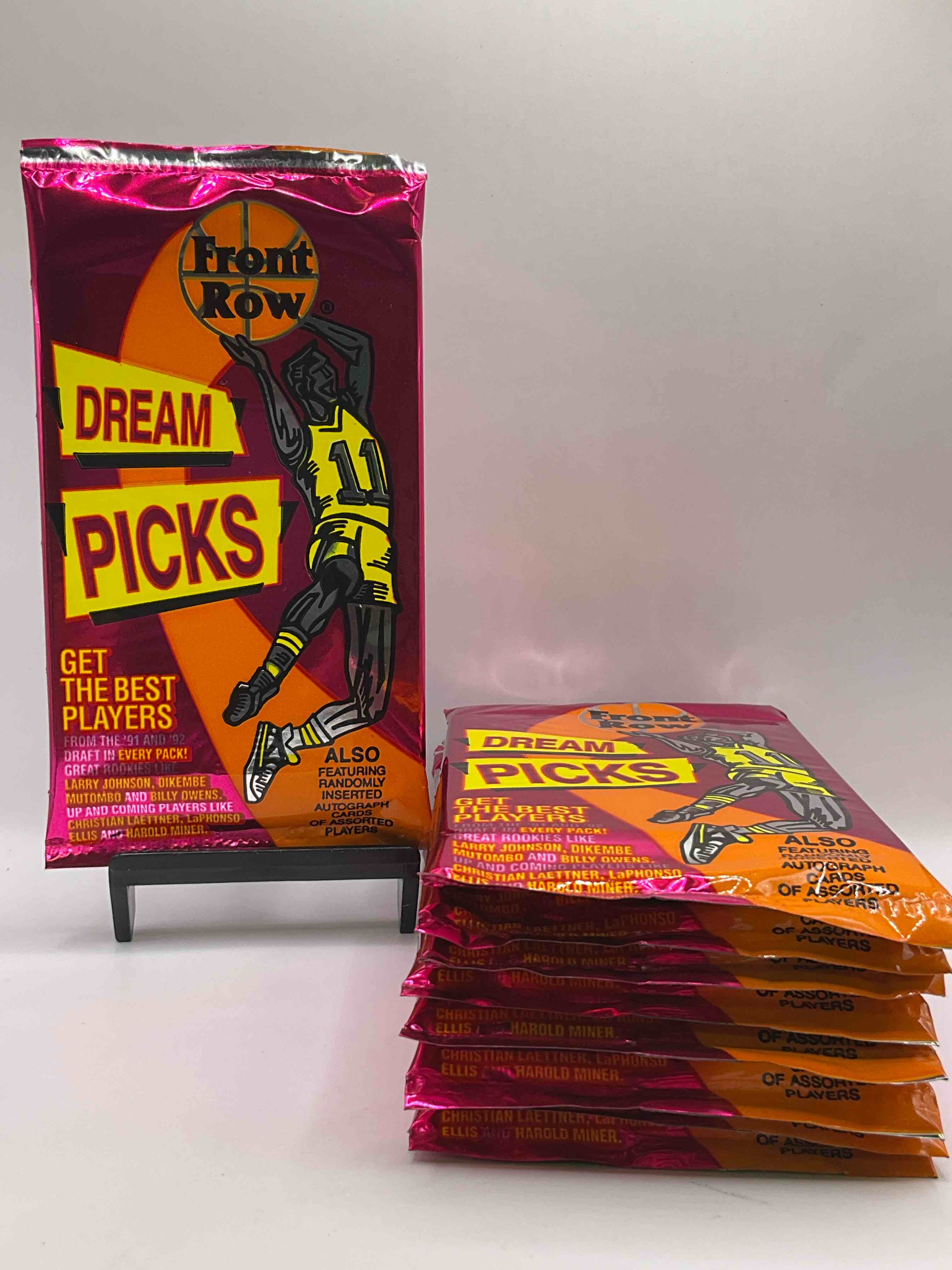 1991 Throwback Rarity! Here's Something You've Probably NEVER Seen! 1991 Front Row College Basketball / NBA Unopened Sealed Packs, Direct From Sealed Original Retail Case! Includes Randomly Inserted Rare Autograph Cards! Front Row Was The "Original" College Jersey Card Packs Back In The Day & Has Long Been Defunct. These Cards Are Becoming Serious Collector Items Due To Their Scarcity. These Things Are Serious Retro! Own Some Great Sports Card History & Something You'l Rarely See Again!