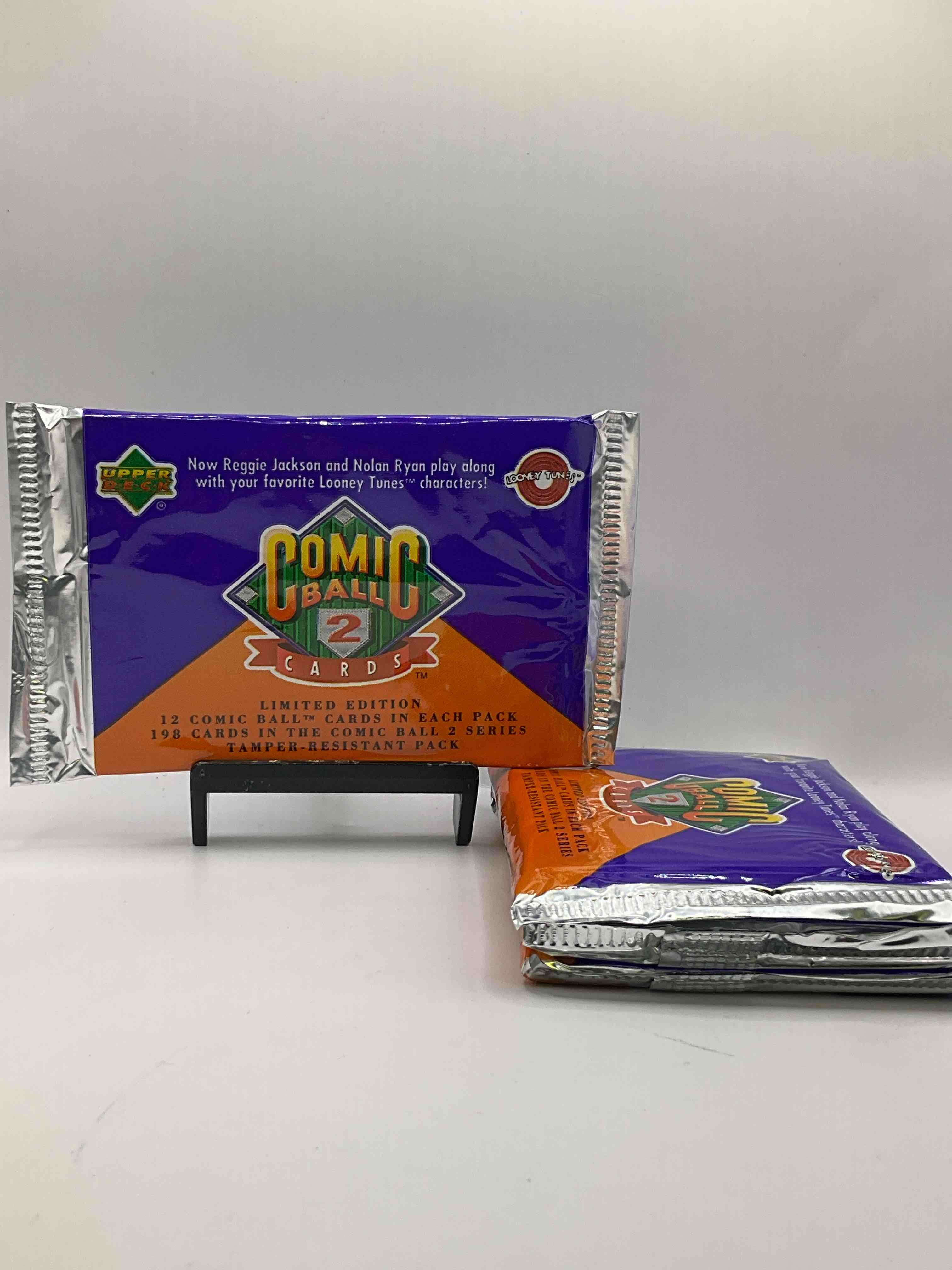 1991 Upper Deck Comic Ball 2 Unopened Packs! 12 Comic Cards Featuring Reggie Jackson & Nolan Ryan Alongside Your Favorite Looney Tunes Characters! 