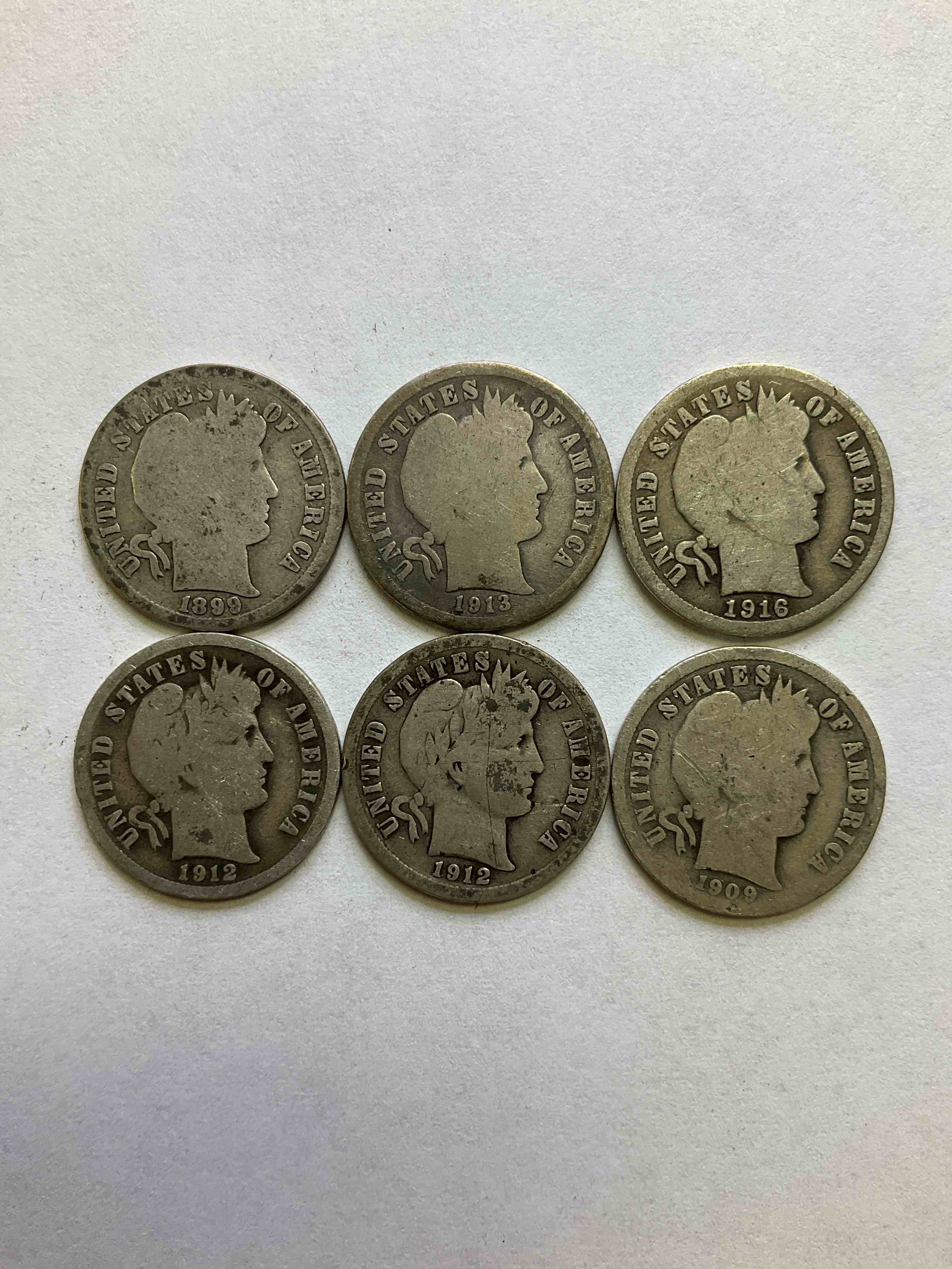 Antique Silver Barber Dimes! Barber Dimes Were Minted From 1892 to 1916 & Are Serious, Fine Silver Collector Items! They Replaced Seated Liberty Dimes. Barber Dimes Are 90% Fine U.S. Silver & Are Getting Seriously Hard To Come By! Awesome To Add To Any Collection. Invest In U.S. Silver!