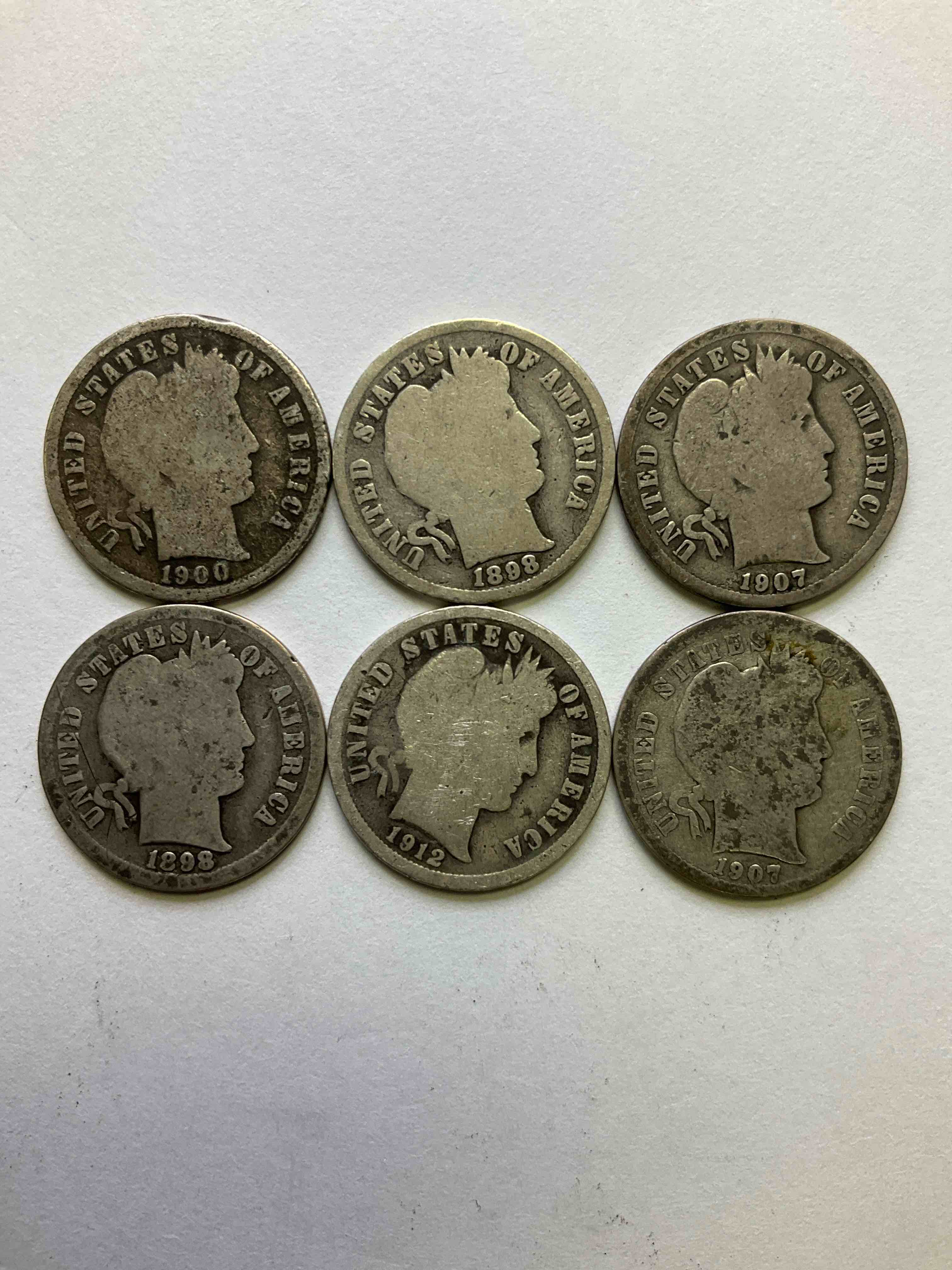 Antique Silver Barber Dimes! Barber Dimes Were Minted From 1892 to 1916 & Are Serious, Fine Silver Collector Items! They Replaced Seated Liberty Dimes. Barber Dimes Are 90% Fine U.S. Silver & Are Getting Seriously Hard To Come By! Awesome To Add To Any Collection. Invest In U.S. Silver!