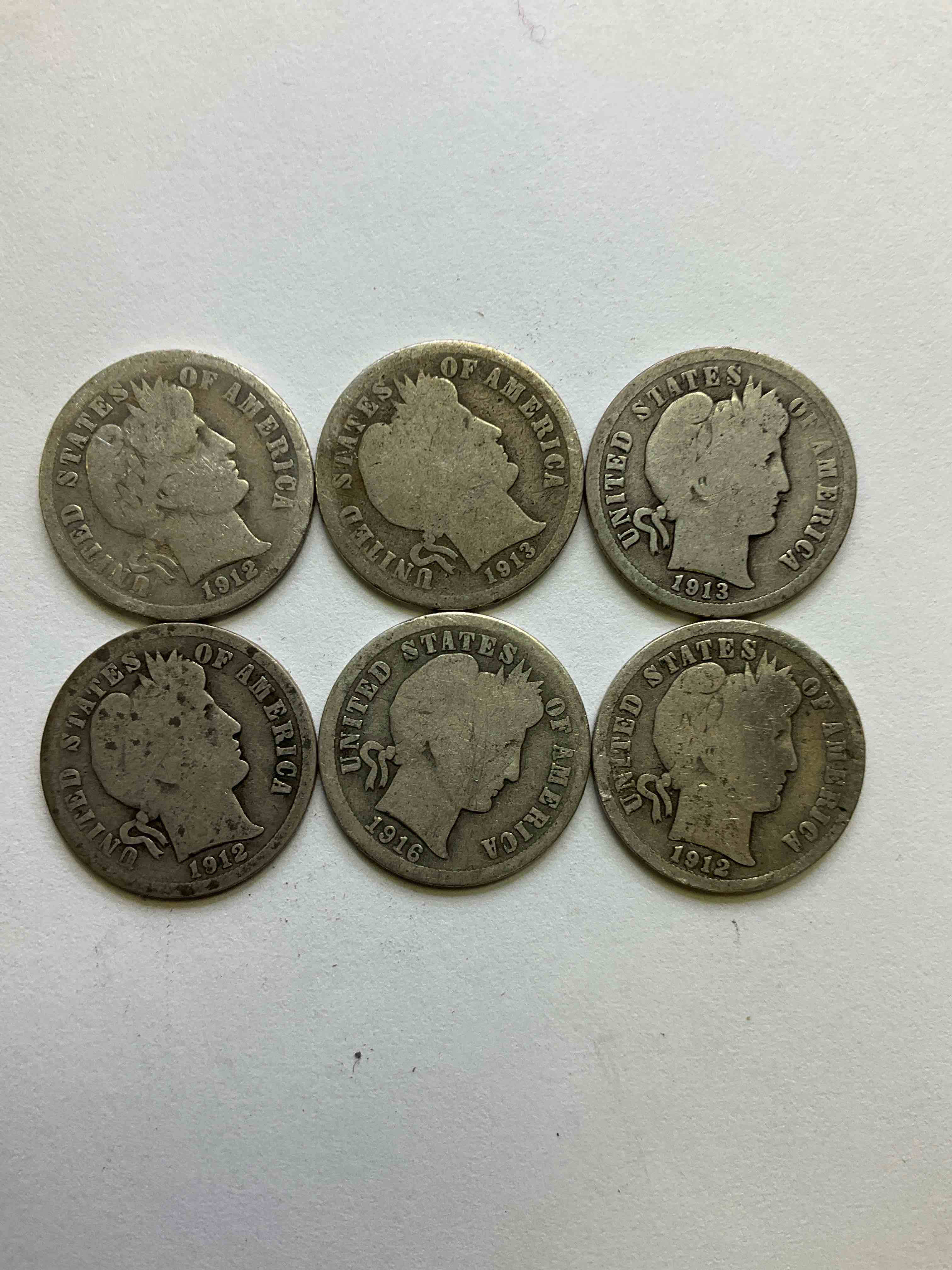 Antique Silver Barber Dimes! Barber Dimes Were Minted From 1892 to 1916 & Are Serious, Fine Silver Collector Items! They Replaced Seated Liberty Dimes. Barber Dimes Are 90% Fine U.S. Silver & Are Getting Seriously Hard To Come By! Awesome To Add To Any Collection. Invest In U.S. Silver!