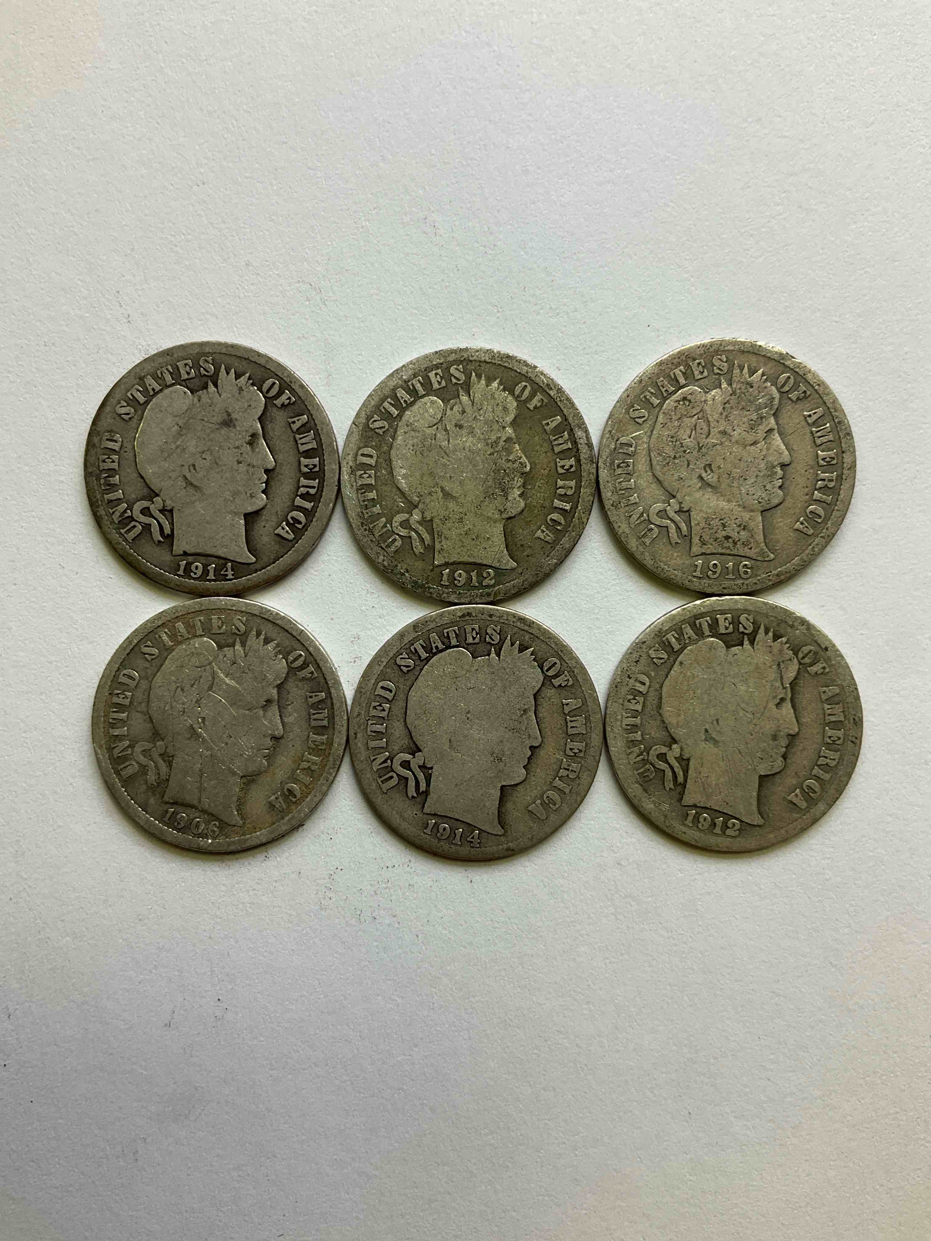 Antique Silver Barber Dimes! Barber Dimes Were Minted From 1892 to 1916 & Are Serious, Fine Silver Collector Items! They Replaced Seated Liberty Dimes. Barber Dimes Are 90% Fine U.S. Silver & Are Getting Seriously Hard To Come By! Awesome To Add To Any Collection. Invest In U.S. Silver!
