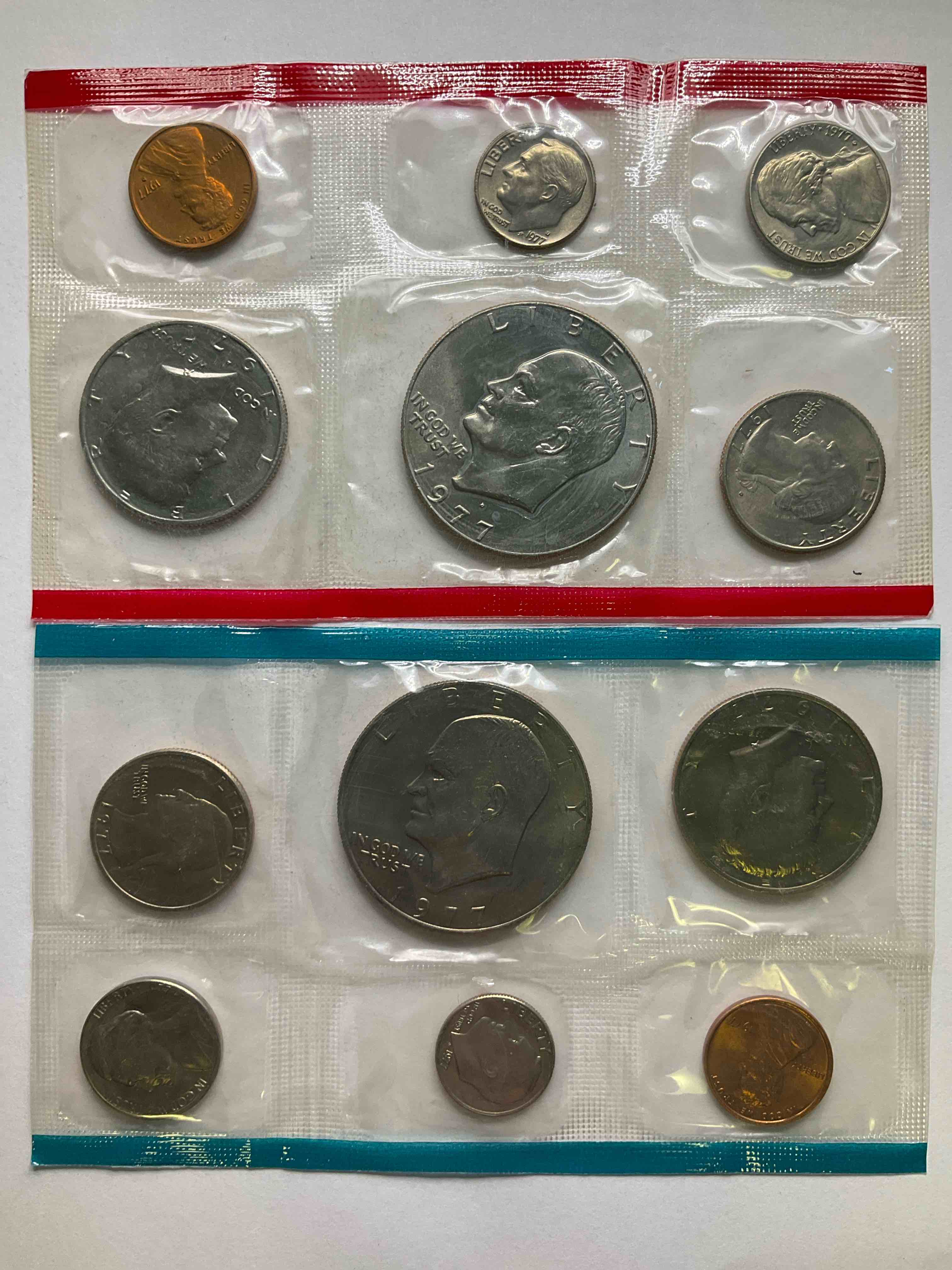 1977 Uncirculated Bicentennial Philadelphia & Denver 12 Coin Mint Set Combo! These Beautiful, Uncirculated Coins Are Rare Pieces Of History! 1977 Dimes, Pennies Half Dollars, Dollars, Nickels & Quarters!