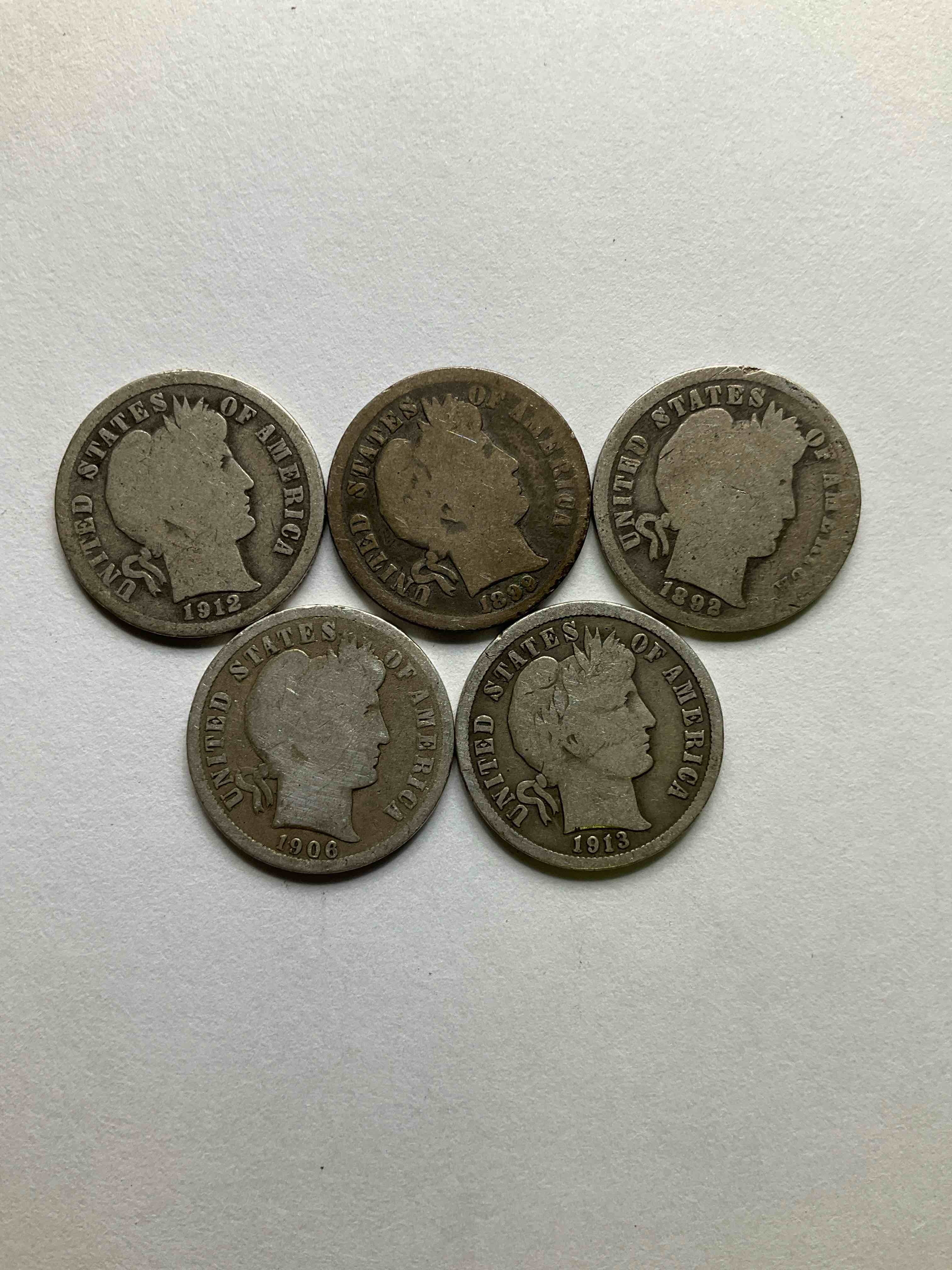 Antique Silver Barber Dimes! Barber Dimes Were Minted From 1892 to 1916 & Are Serious, Fine Silver Collector Items! They Replaced Seated Liberty Dimes. Barber Dimes Are 90% Fine U.S. Silver & Are Getting Seriously Hard To Come By! Awesome To Add To Any Collection. Invest In U.S. Silver!