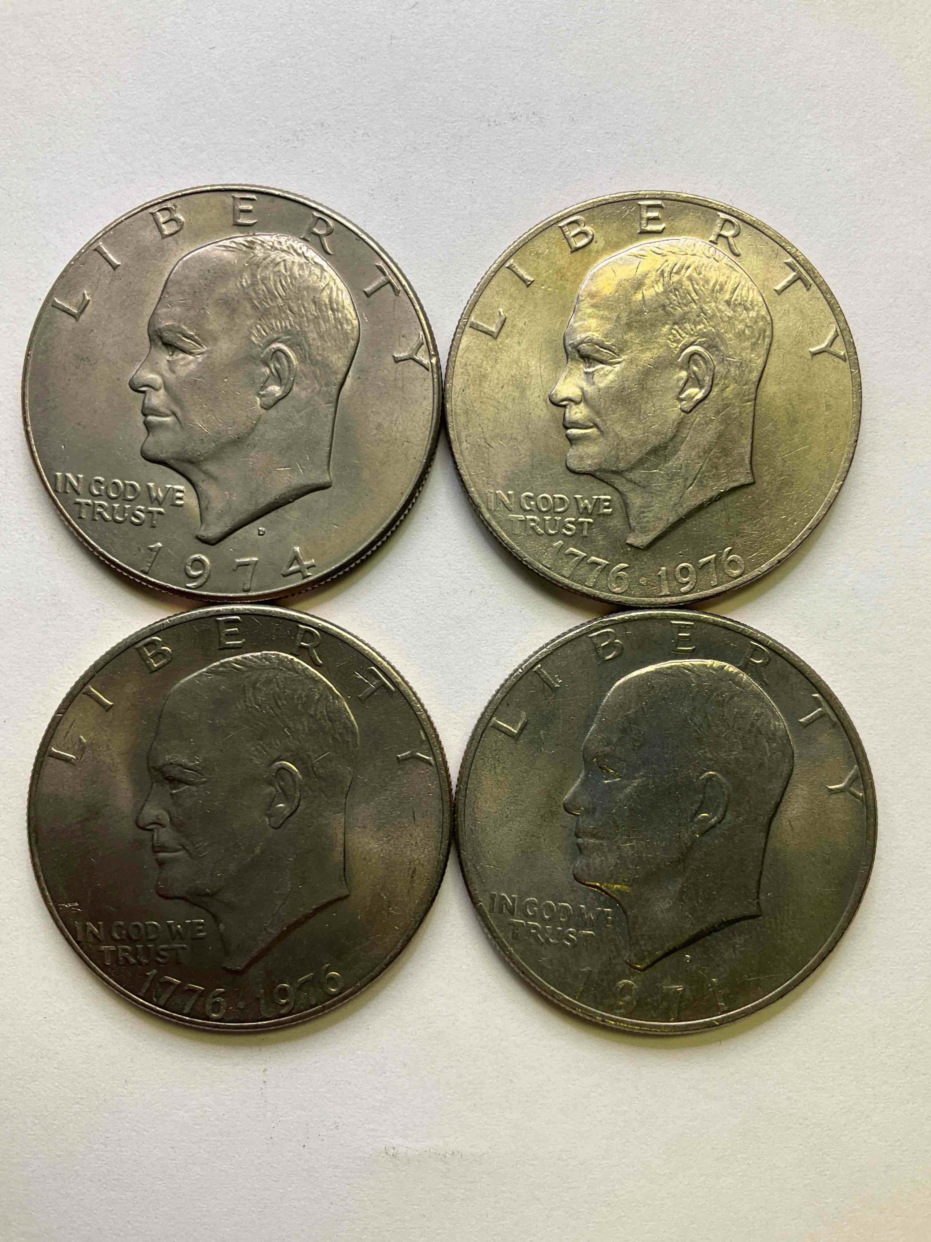 Brilliant Bicentennial Eisenhower Dollar Coins! These Striking, Large U.S. Coins Were Minted From 1971-1978. Here Are Gorgeous Examples Of “Ike" Dollars From 1976 & More! These Coins Have Become Immensely Popular With Collectors & Some Have Great Toning!