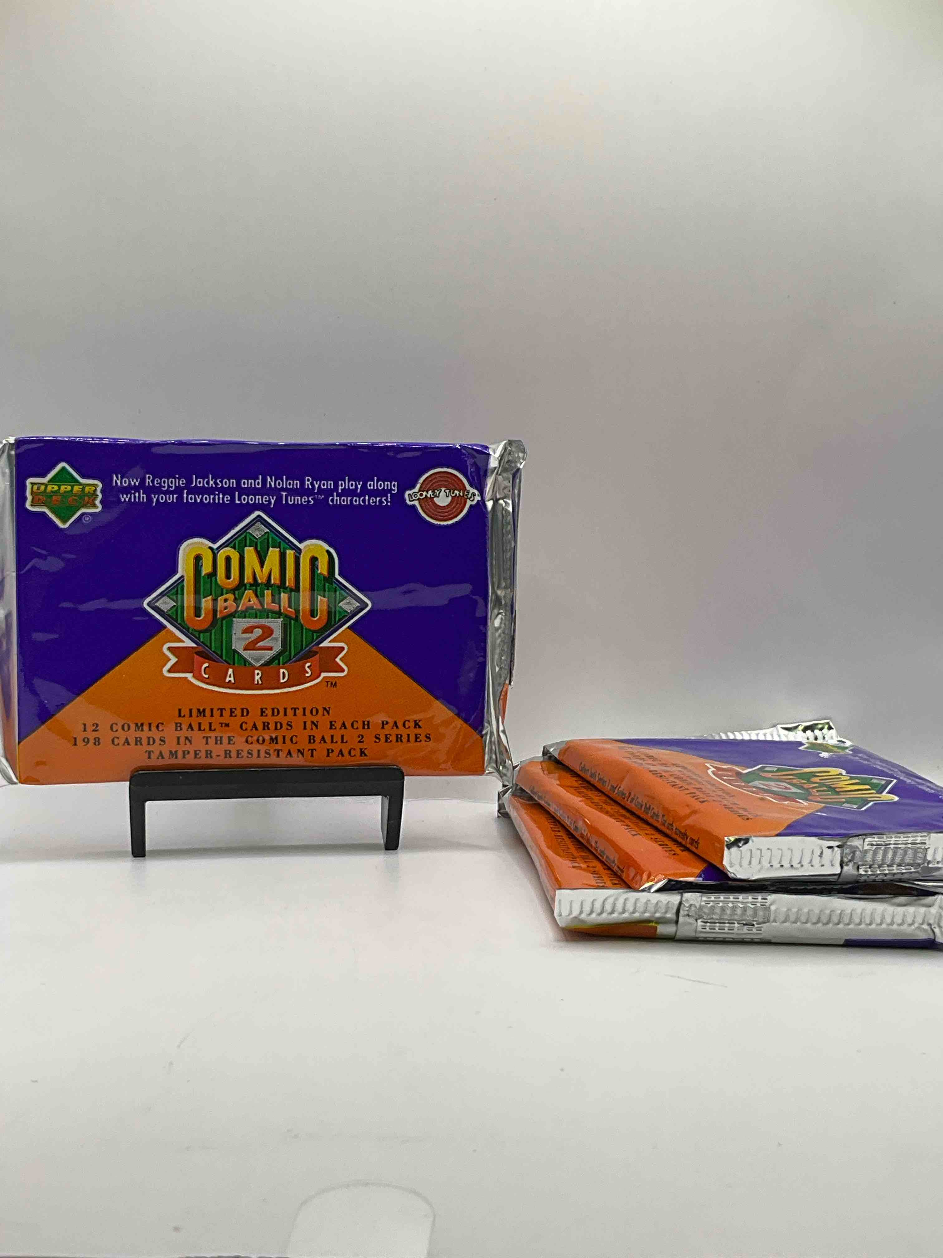 1991 Upper Deck Comic Ball 2 Unopened Packs! 12 Comic Cards Featuring Reggie Jackson & Nolan Ryan Alongside Your Favorite Looney Tunes Characters! 