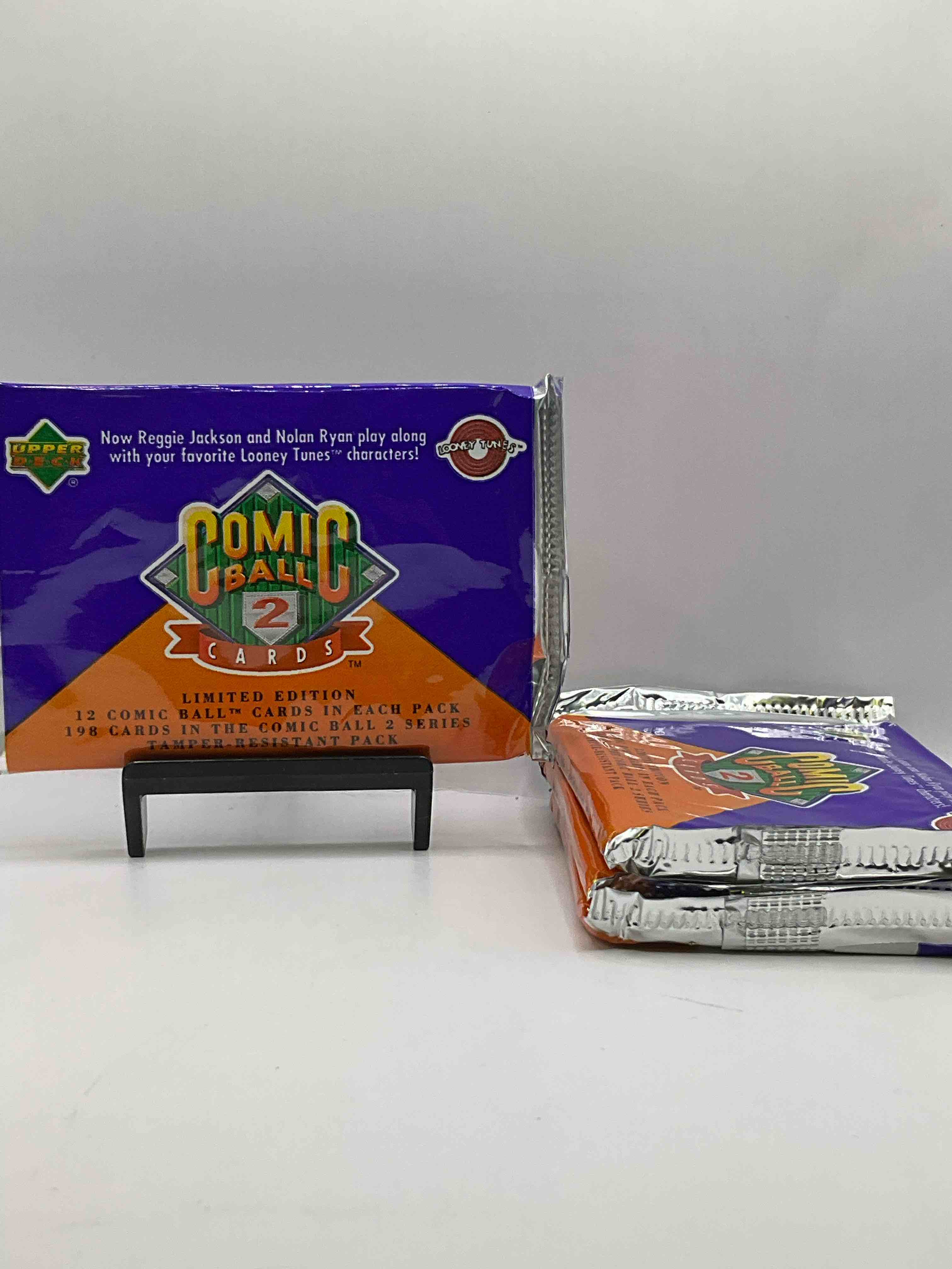 1991 Upper Deck Comic Ball 2 Unopened Packs! 12 Comic Cards Featuring Reggie Jackson & Nolan Ryan Alongside Your Favorite Looney Tunes Characters! 
