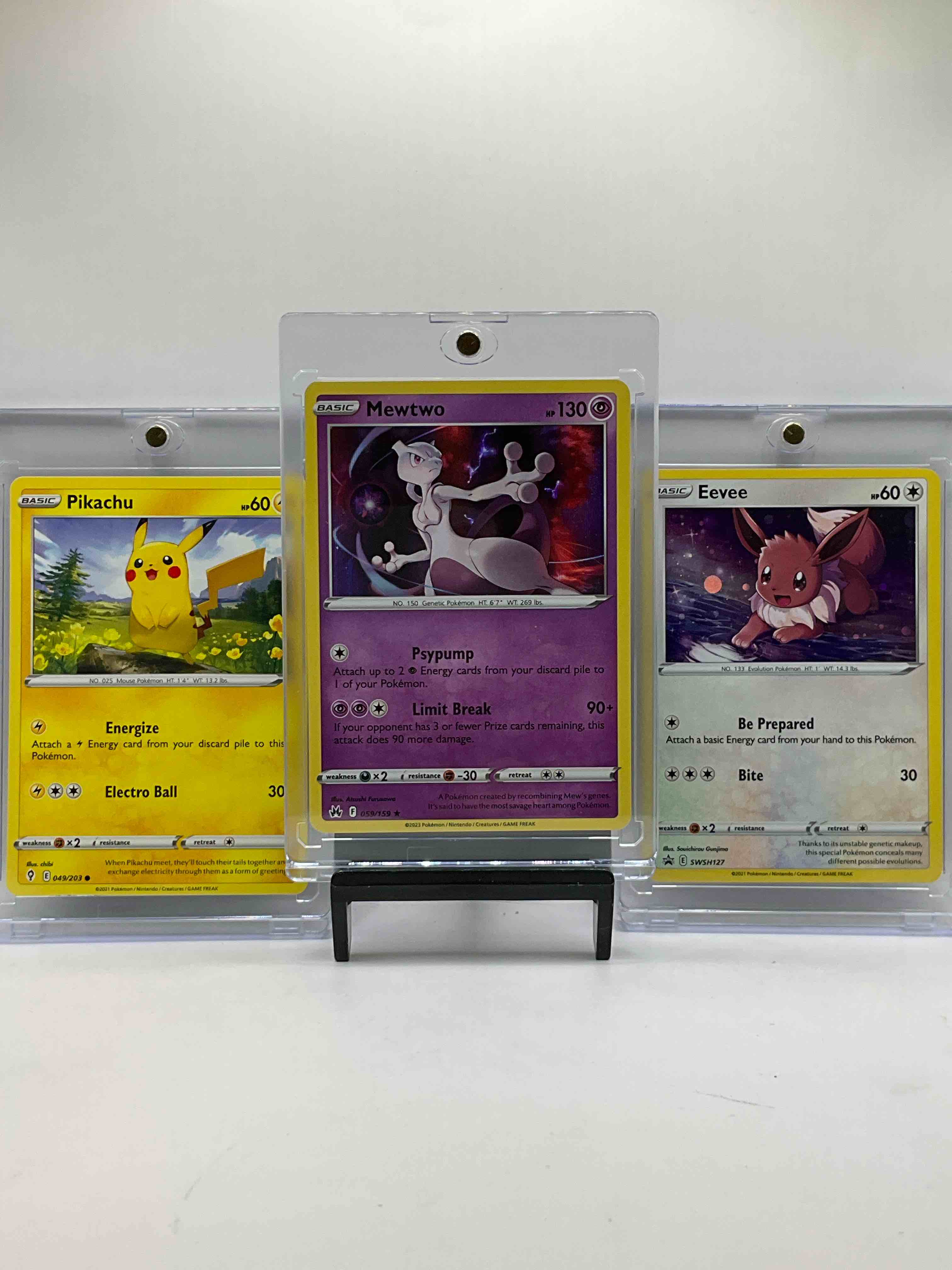 Pokemon Craziness! Mewtwo, Pikachu & Eevee Cards! Holos Too! 50 Card Pokemon Craziness! Three Big Names In Pokemon! Wow! Commons, Holos & More!