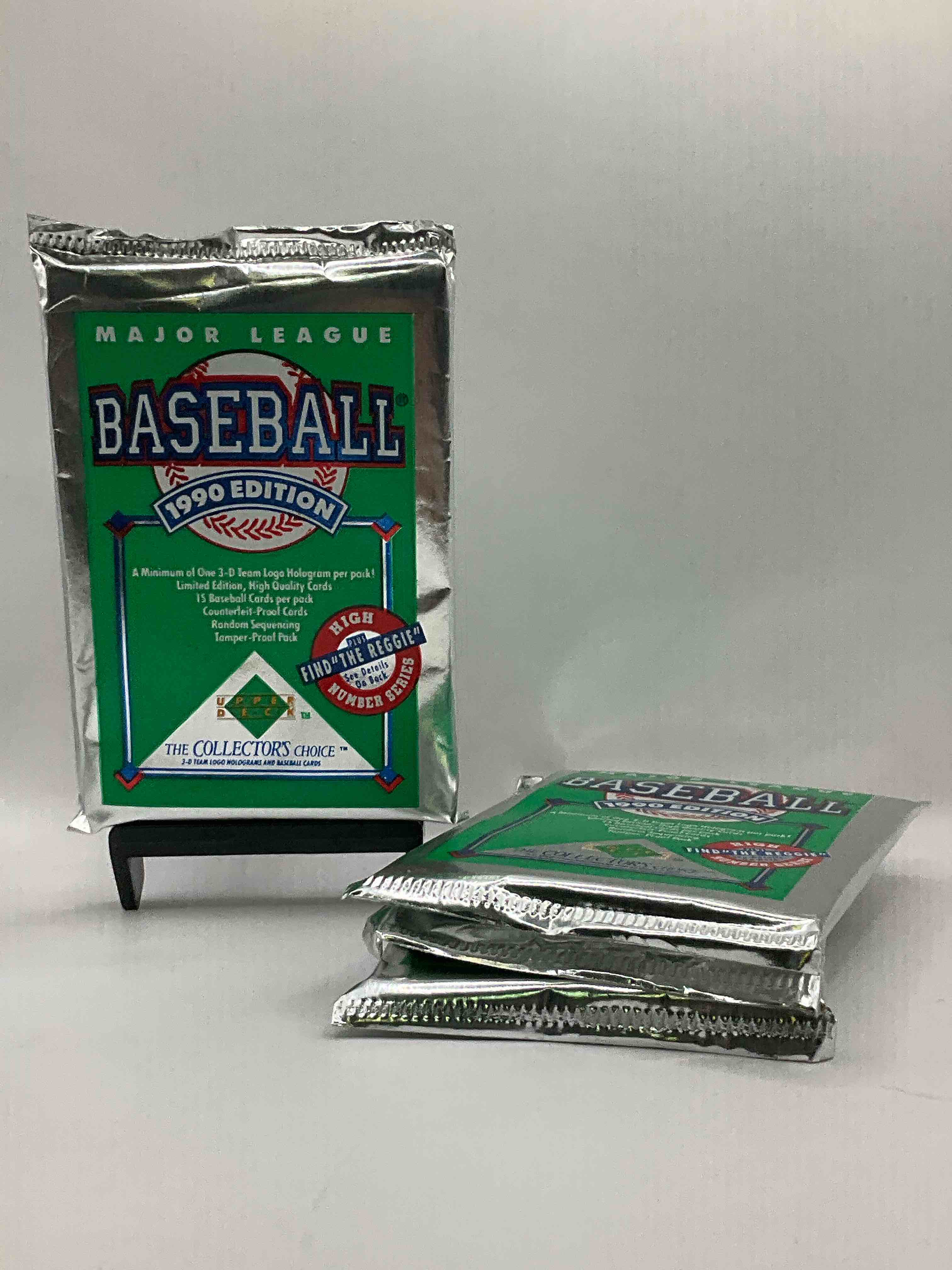 1990 Upper Deck Baseball Unopened Sports Trading Card Packs! Direct From Original Box! Look For Possible Collector’s 3D Team Logo Card! As Well As Early Ken Griffey Jr. Cards!