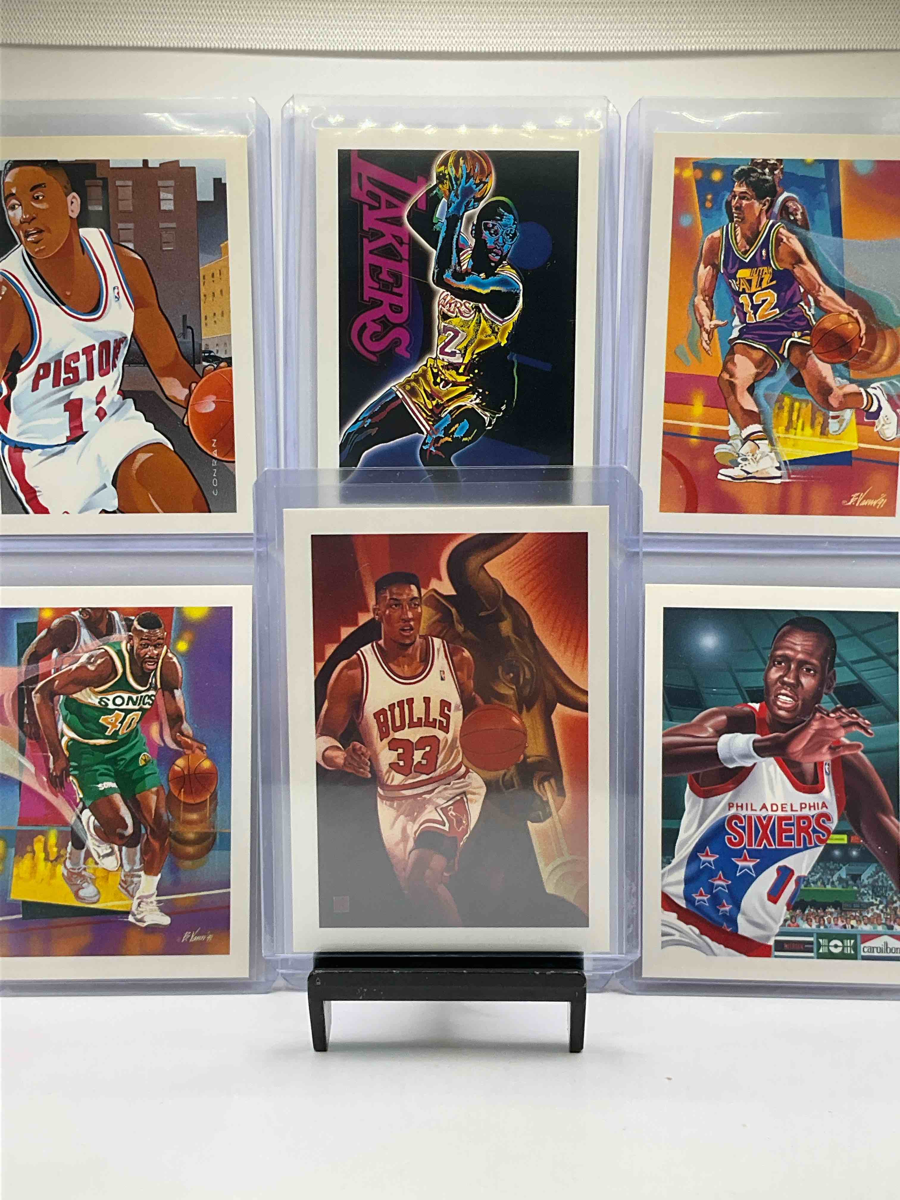 What!? Rare Illustrated Animation 1991/92 NBA Hoops Cards! 27 Unique Designs & Great Players! Scottie Pippen Raging Bull, John Stockton, Isiah Thomas, Shawn Kemp & More! Insane Lot!